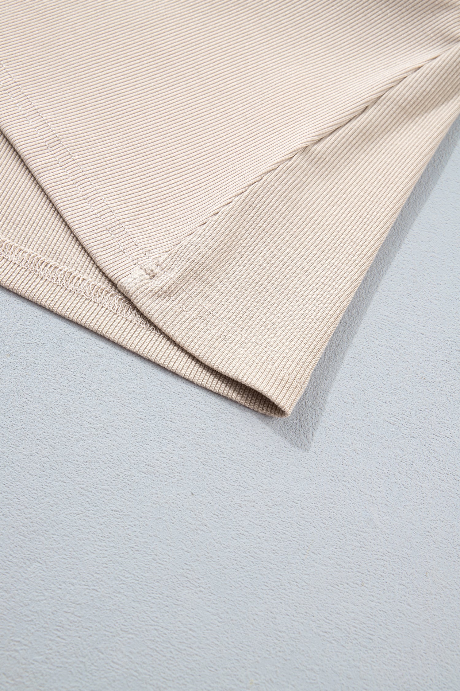 Beige Solid Color Round Neck Frill Detail Long Sleeve Top-Tops/Long Sleeve Tops-[Adult]-[Female]-2022 Online Blue Zone Planet