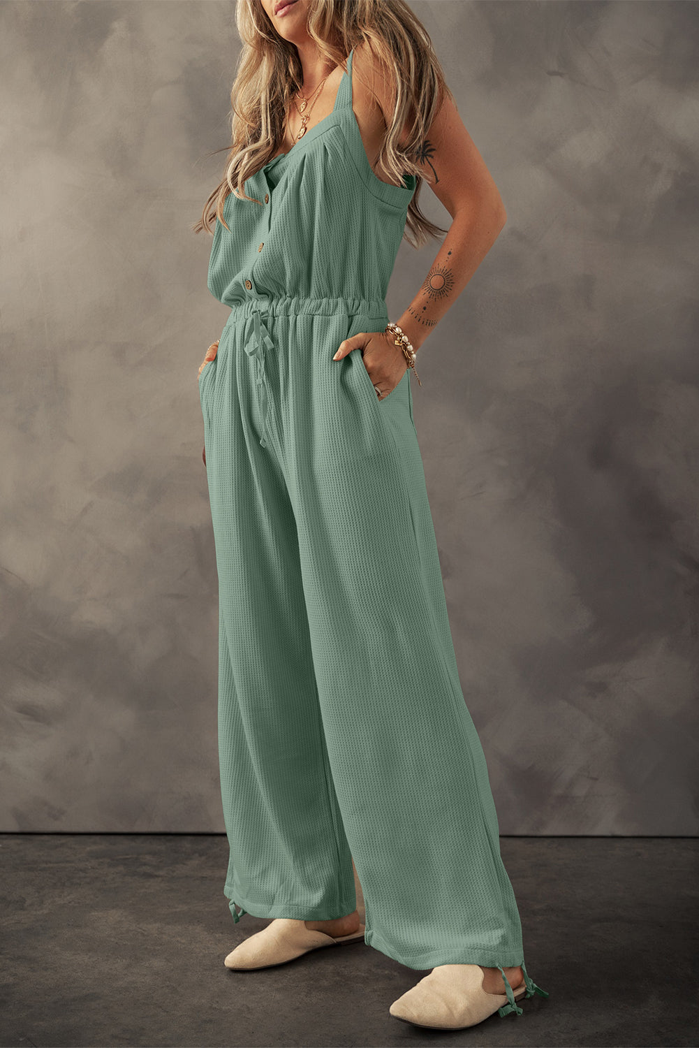 Drawstring Wide Strap Wide Leg Overalls-TOPS / DRESSES-[Adult]-[Female]-2022 Online Blue Zone Planet