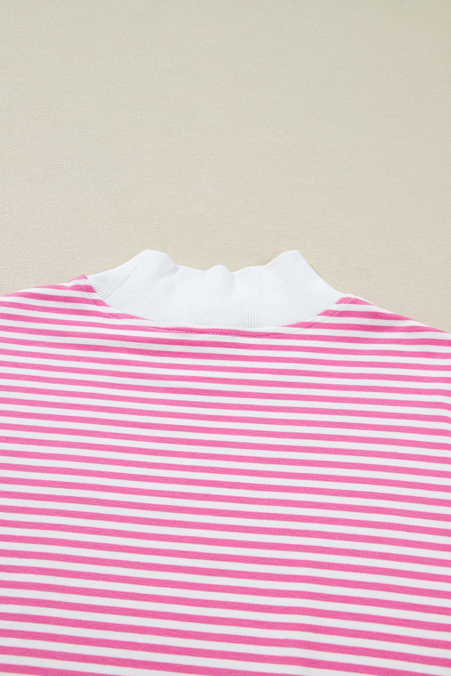 Pink Stripe Oversize Mock Neck Sweatshirt and Shorts Set-Two Piece Sets/Short Sets-[Adult]-[Female]-2022 Online Blue Zone Planet