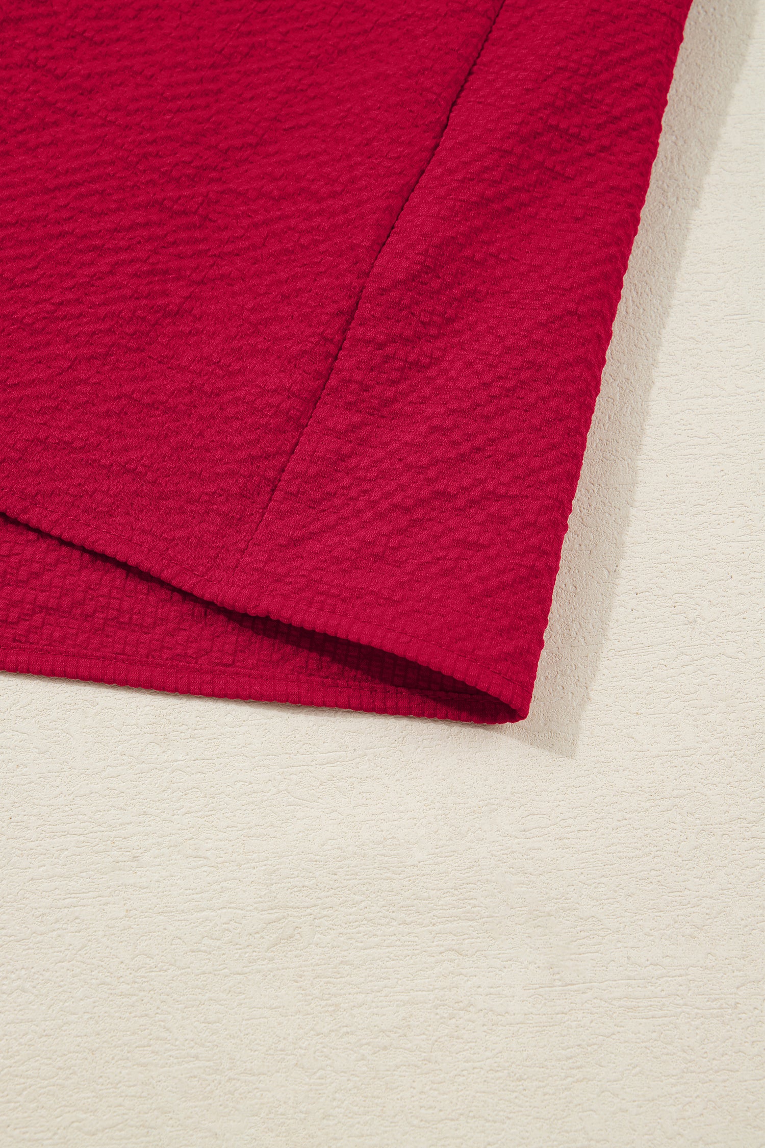 Racing Red Leopard Jacquard Print V Neck Textured Blouse-Tops/Blouses & Shirts-[Adult]-[Female]-2022 Online Blue Zone Planet