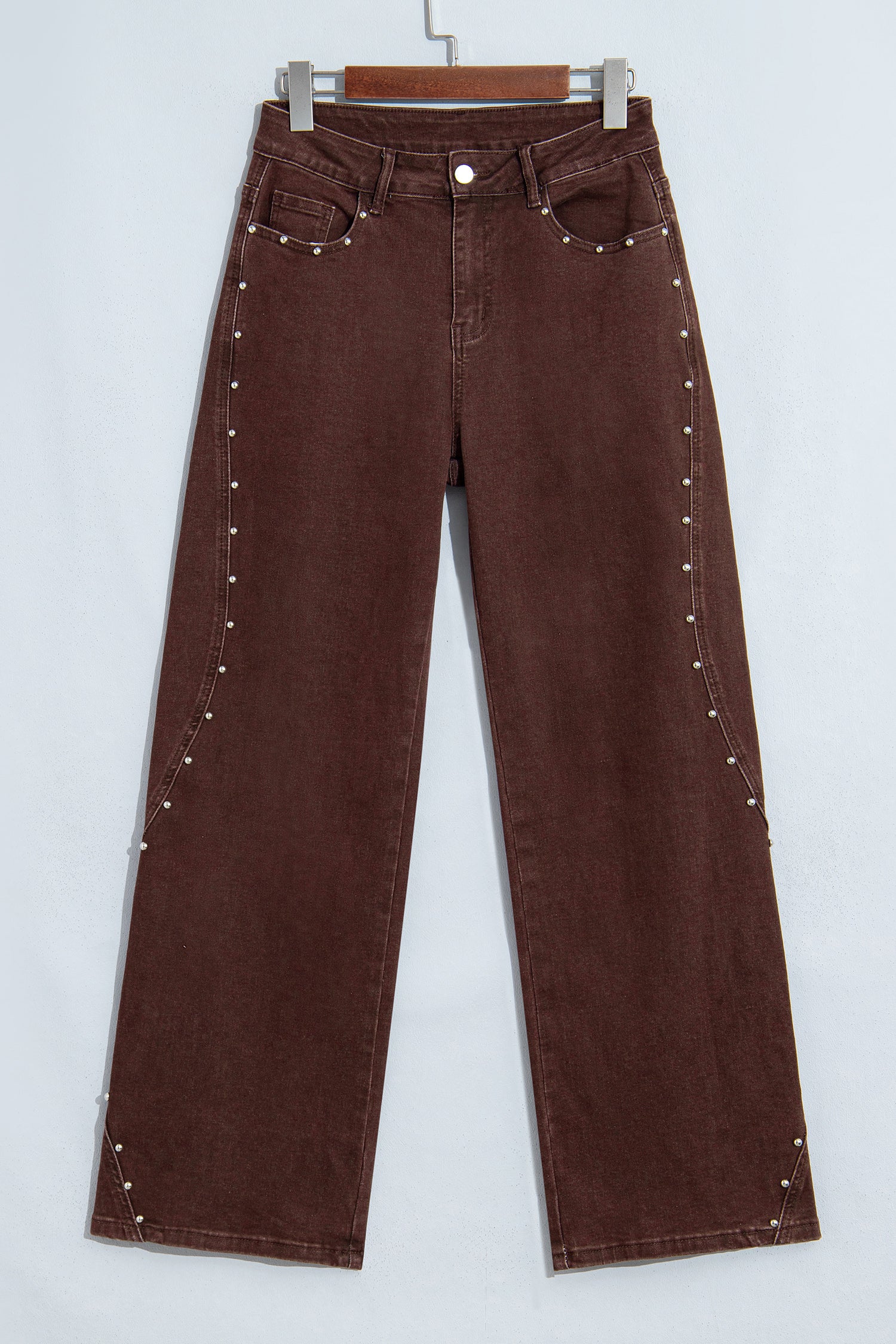 Dusk Blue Side Seam Rivet Detail Ankle Length Casual Jeans-Bottoms/Jeans-[Adult]-[Female]-2022 Online Blue Zone Planet