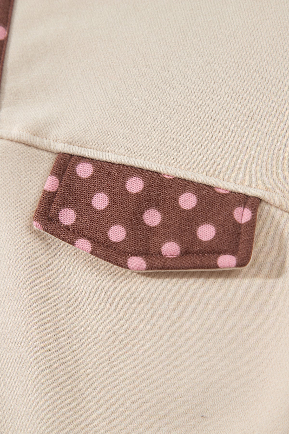 Brown Polka Dot Contrast Baggy Pullover and Elastic Waist Shorts 2pcs Set-Two Piece Sets/Short Sets-[Adult]-[Female]-2022 Online Blue Zone Planet