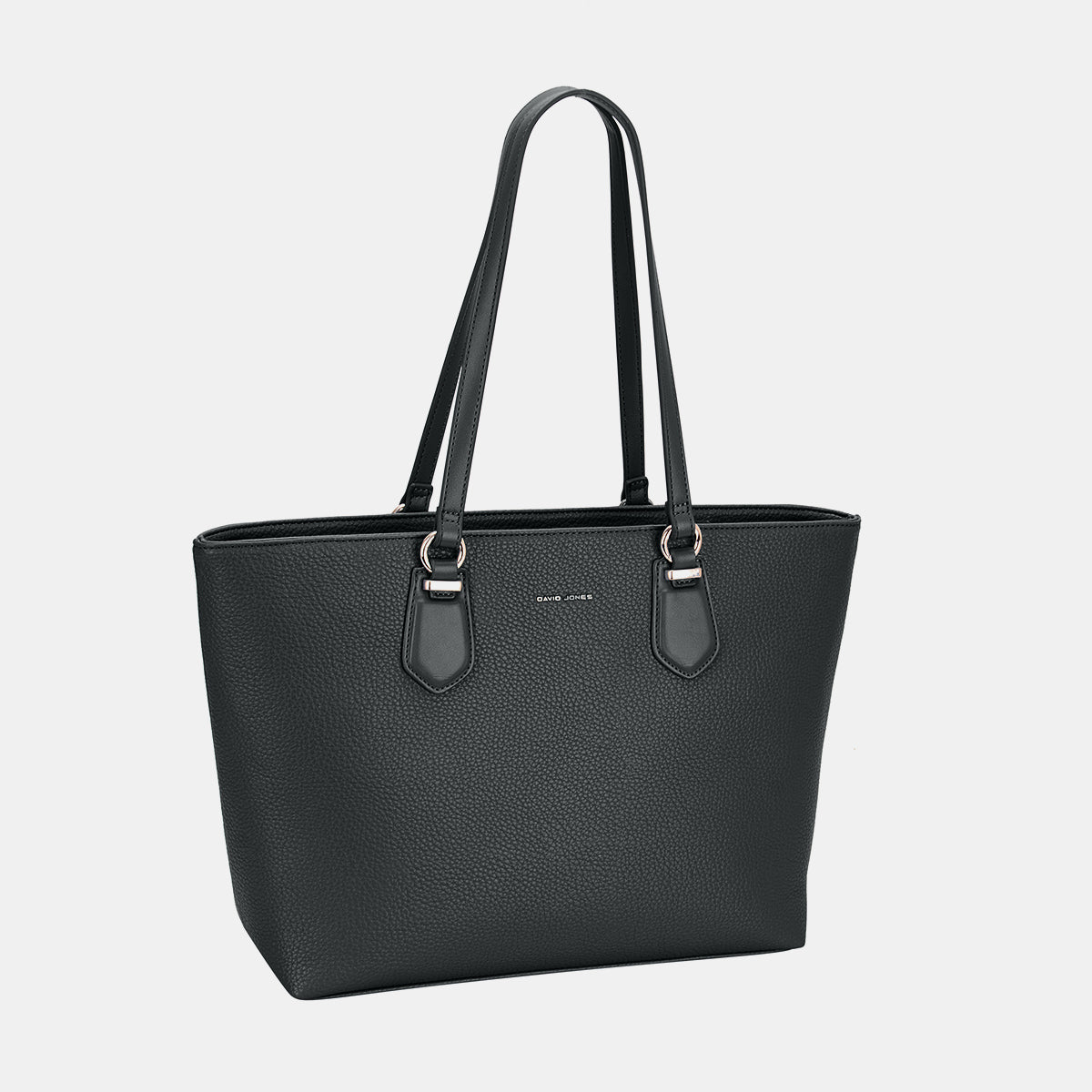 David Jones PU Leather Tote Bag-HANDBAGS-[Adult]-[Female]-Black-One Size-2022 Online Blue Zone Planet