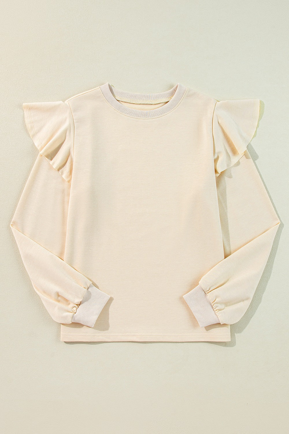 Ruffled Round Neck Long Sleeve Blouse-TOPS / DRESSES-[Adult]-[Female]-2022 Online Blue Zone Planet