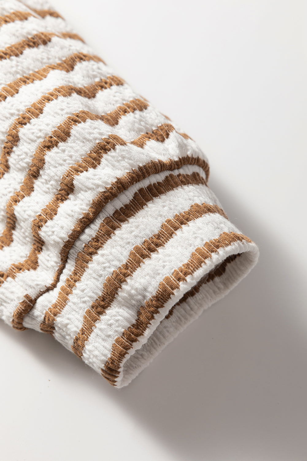 Khaki Stripe Buttoned V Neck Textured Hooded Plus Size Top-Tops / Dresses-[Adult]-[Female]-2022 Online Blue Zone Planet