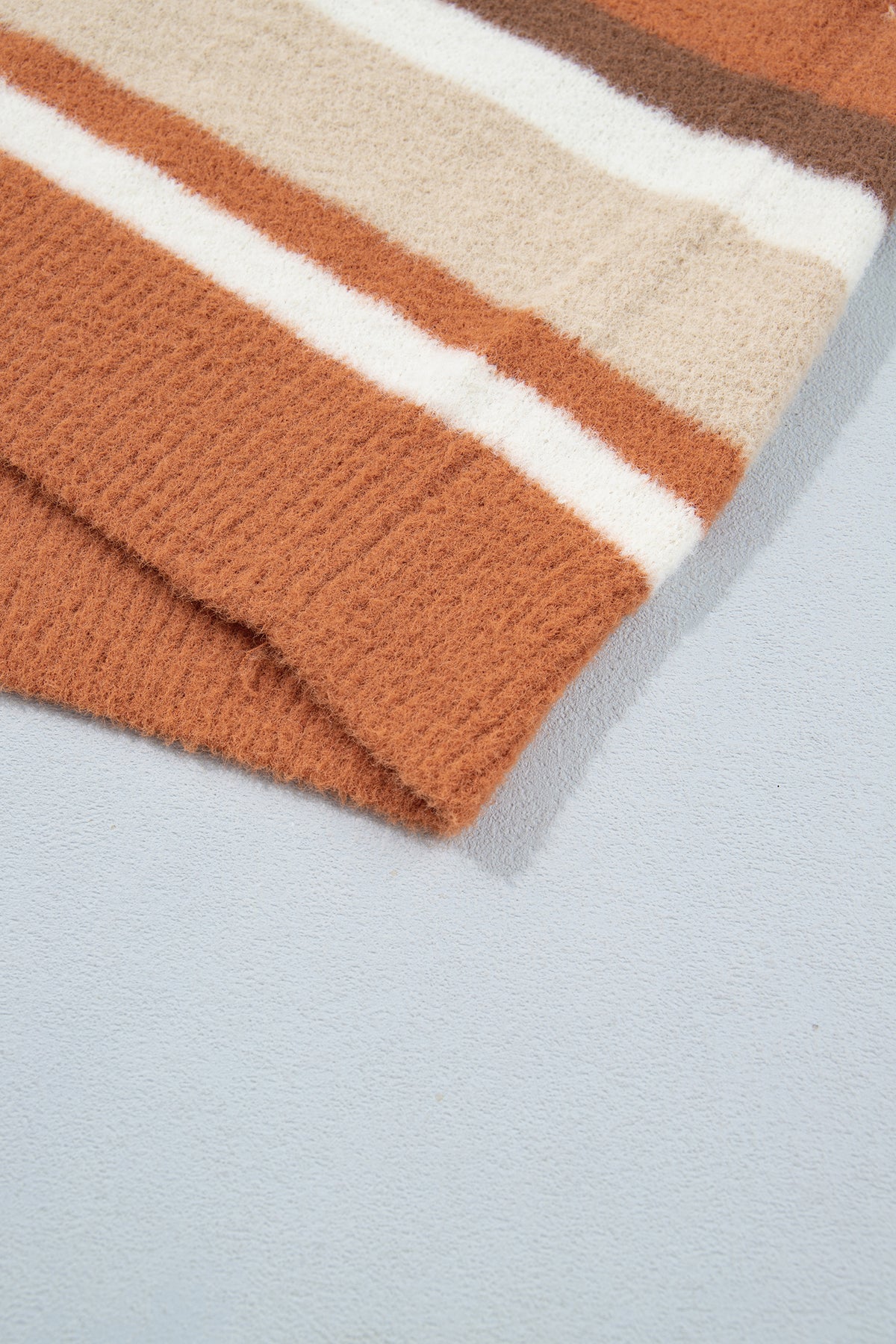 Orange Stripe Dropped Shoulder Loose Pullover Sweater-TOPS / DRESSES-[Adult]-[Female]-2022 Online Blue Zone Planet