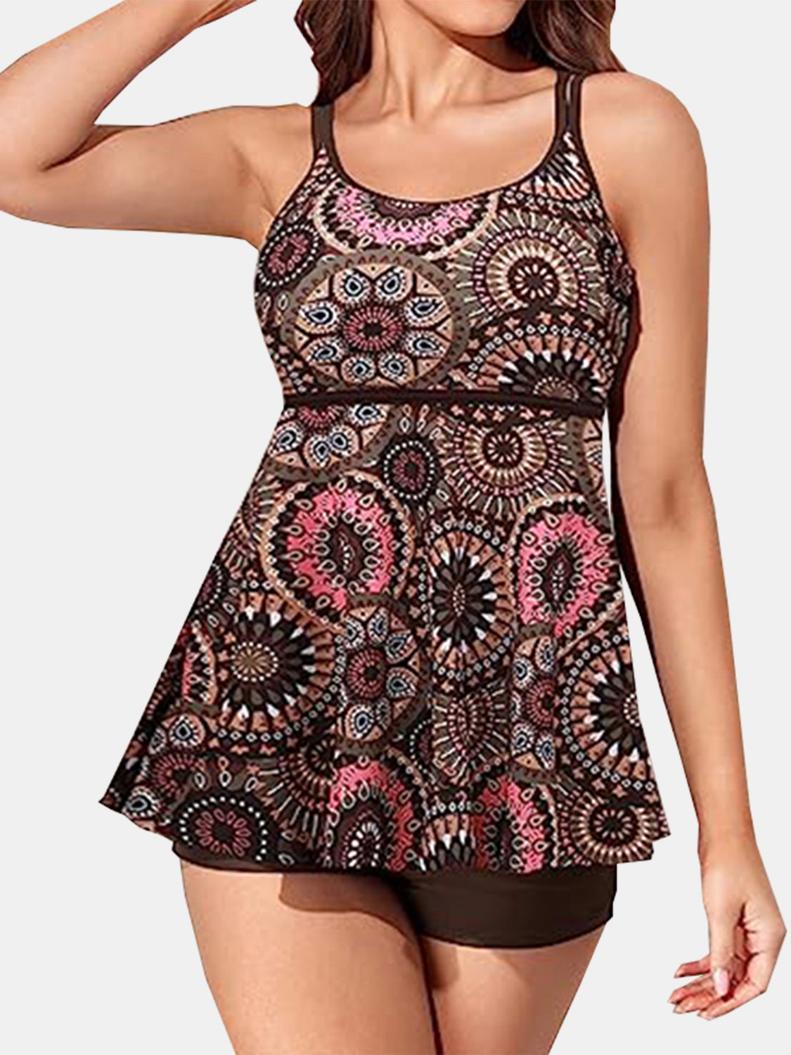 Blue Zone Planet | Printed Scoop Neck Two-Piece Swim Set-TOPS / DRESSES-[Adult]-[Female]-2022 Online Blue Zone Planet