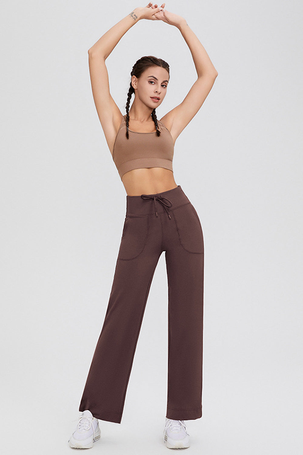 Basic Bae Full Size Drawstring High Waist Pants with Pockets-BOTTOMS SIZES SMALL MEDIUM LARGE-[Adult]-[Female]-2022 Online Blue Zone Planet