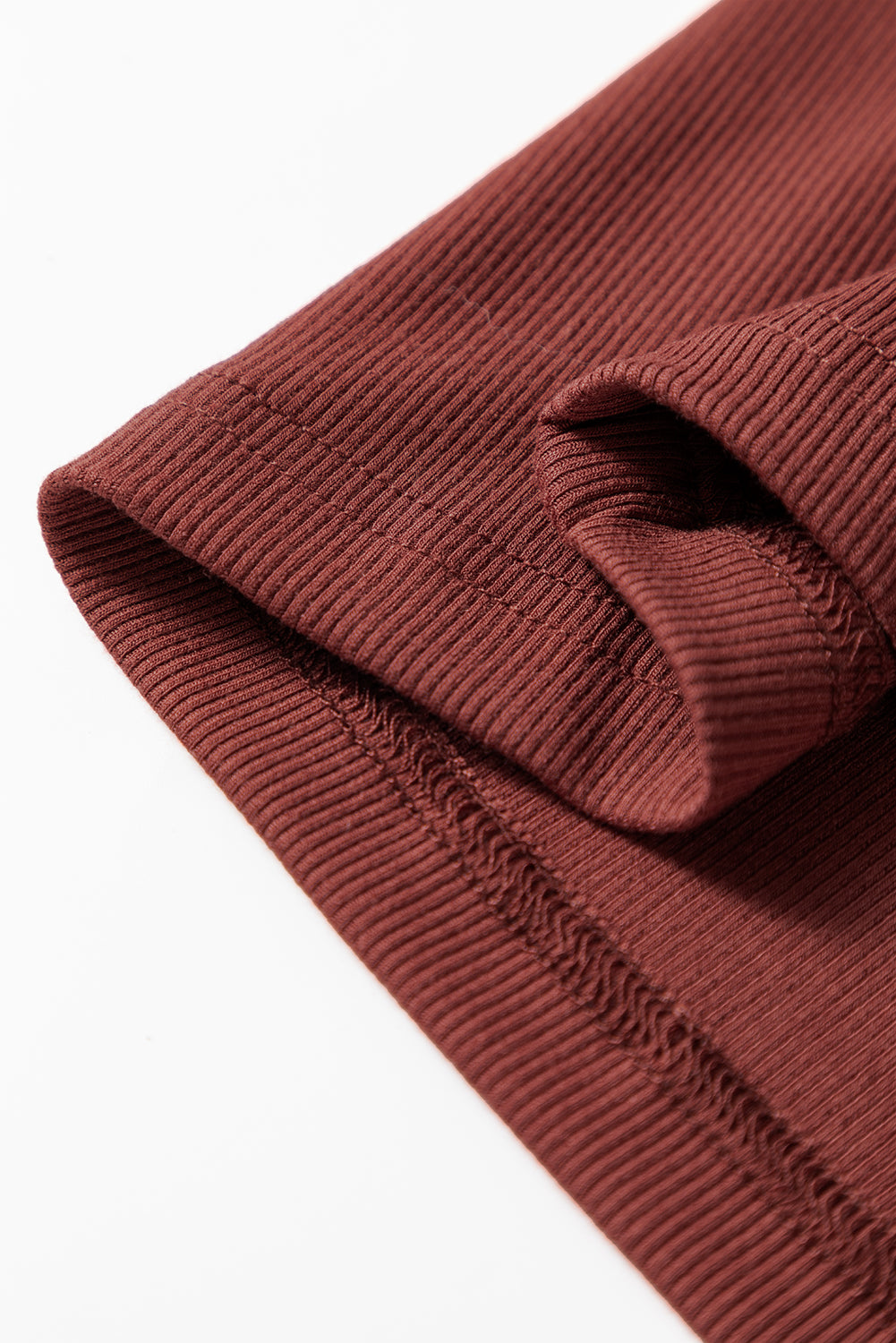 Burgundy Gathered Bust Square Neck Ribbed Fit Long Sleeve Top-Tops/Long Sleeve Tops-[Adult]-[Female]-2022 Online Blue Zone Planet