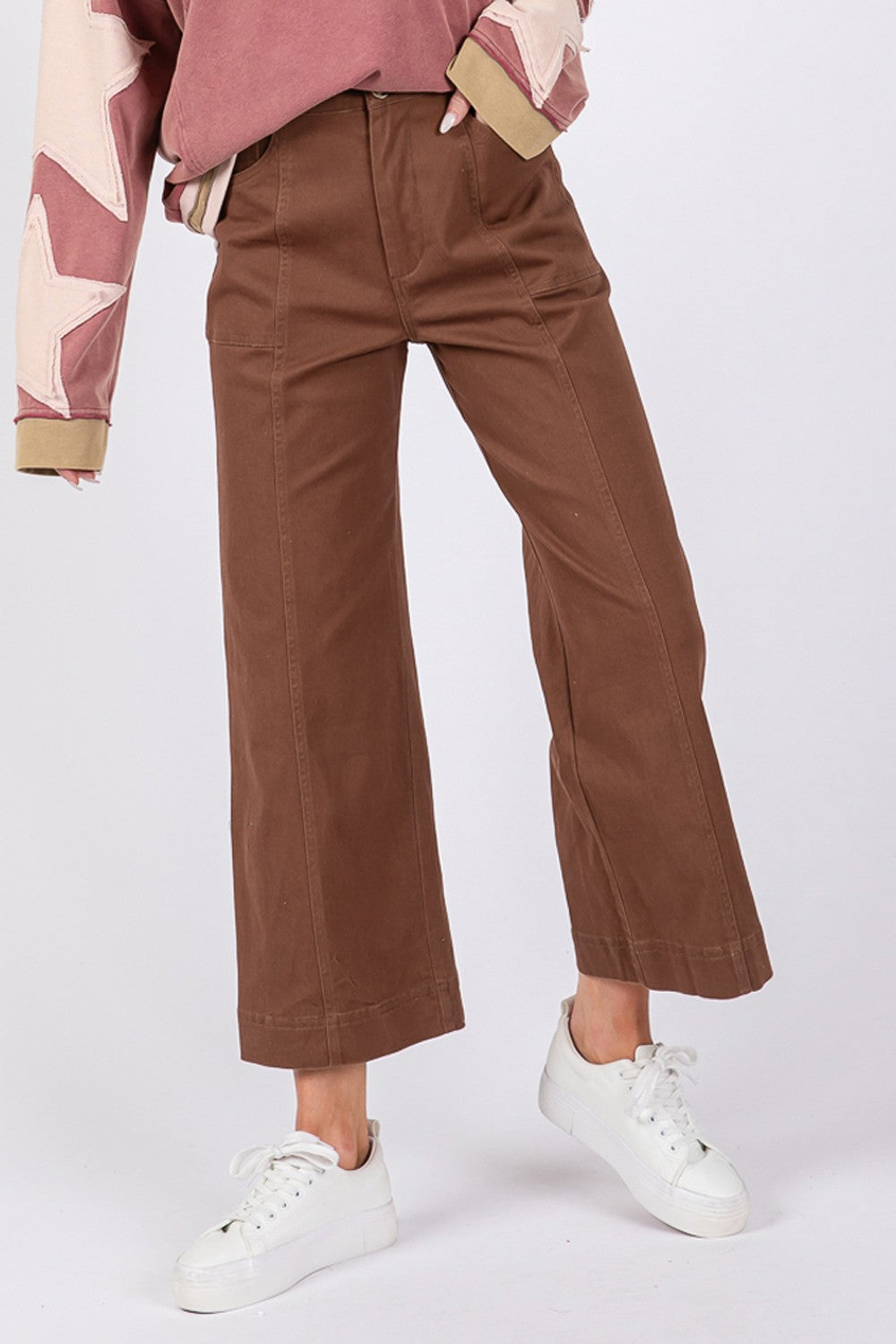 SAGE + FIG Wide Leg Cropped Pants-TOPS / DRESSES-[Adult]-[Female]-2022 Online Blue Zone Planet