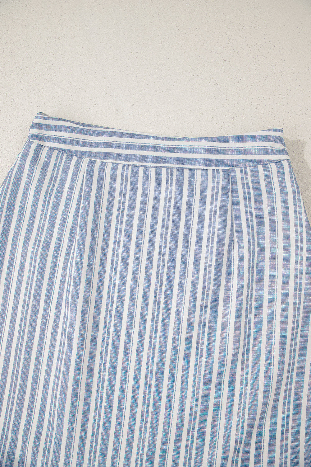 Sky Blue Stripe Buttoned Office Waistcoat Mini Skirt Set-Two Piece Sets/Two Piece Dresses-[Adult]-[Female]-2022 Online Blue Zone Planet