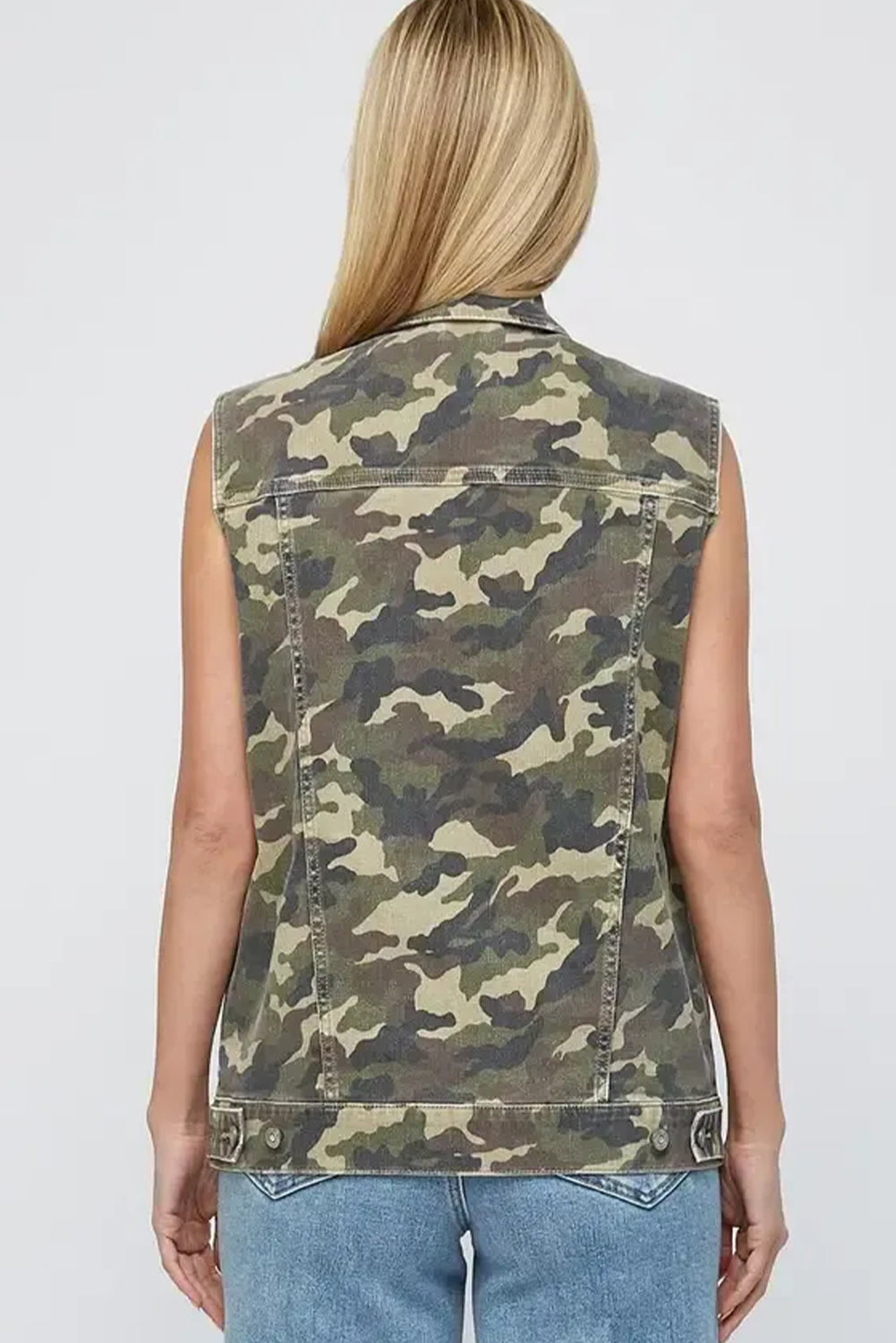 Green Camo Cargo Denim Vest-Outerwear/Vests-[Adult]-[Female]-2022 Online Blue Zone Planet