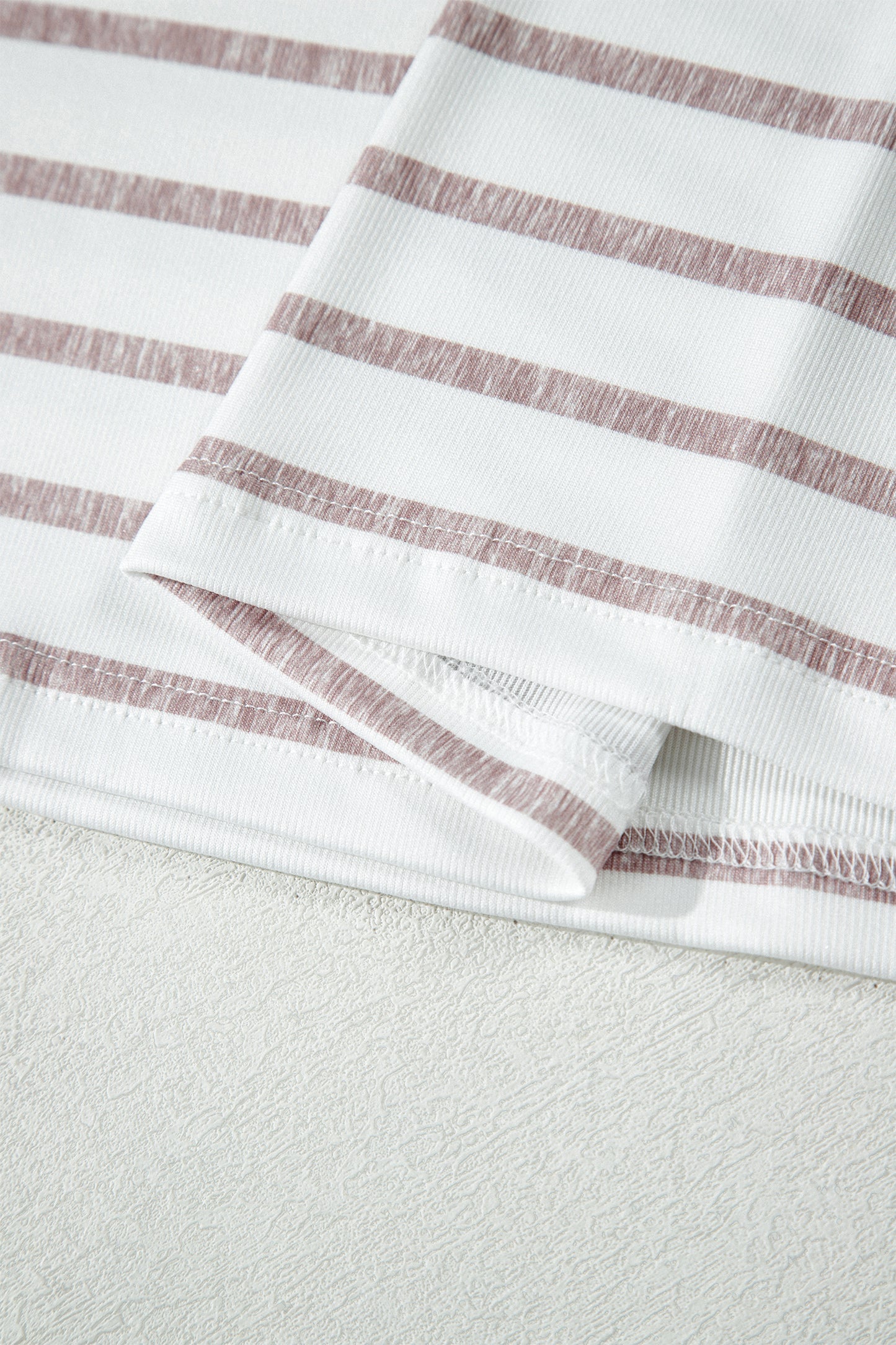 Khaki Stripe Color Block Trim Round Neck Short Sleeve Top-Tops/Tops & Tees-[Adult]-[Female]-2022 Online Blue Zone Planet