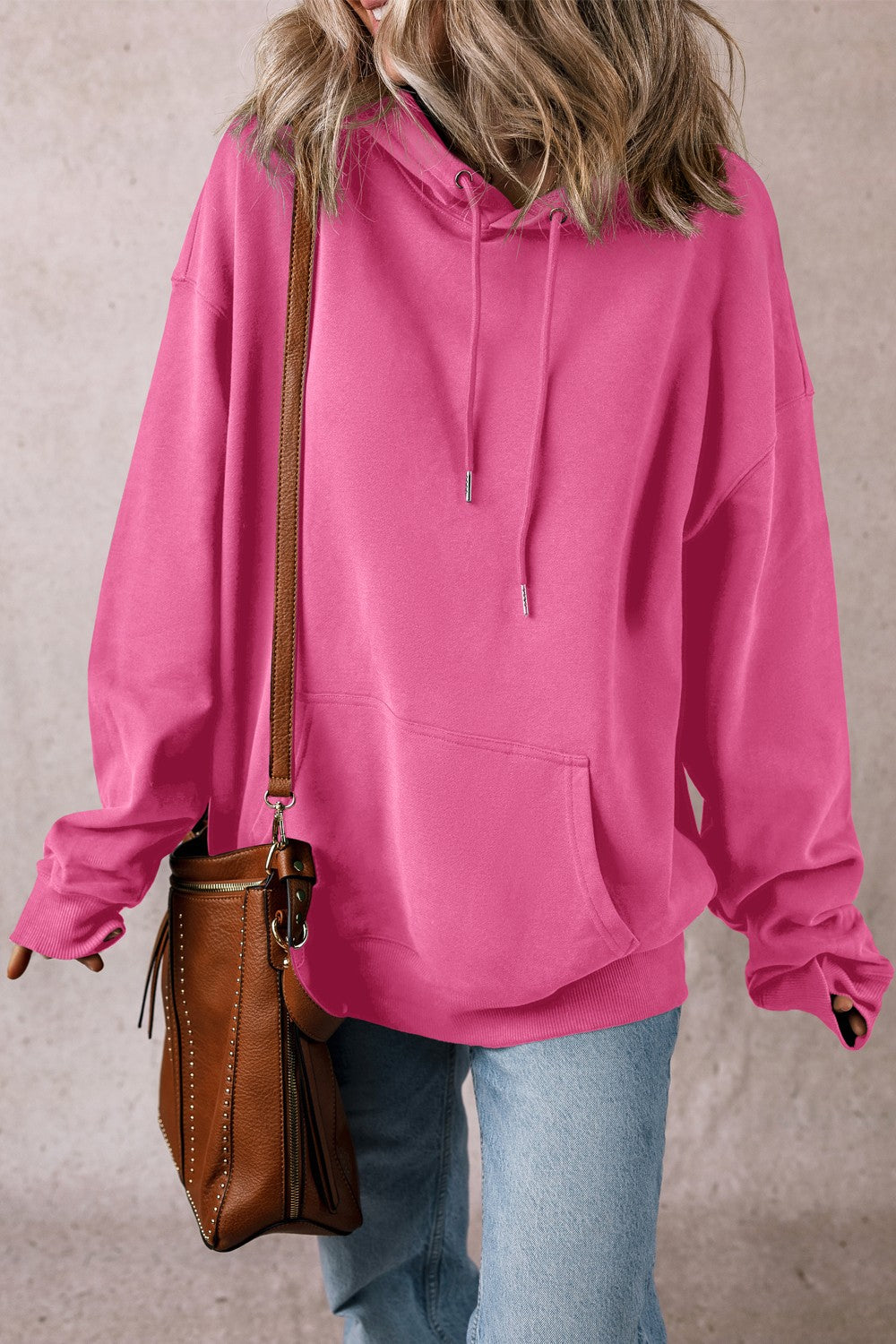 Blue Zone Planet | Drawstring Pocketed Long Sleeve Hoodie-TOPS / DRESSES-[Adult]-[Female]-Pink-S-2022 Online Blue Zone Planet