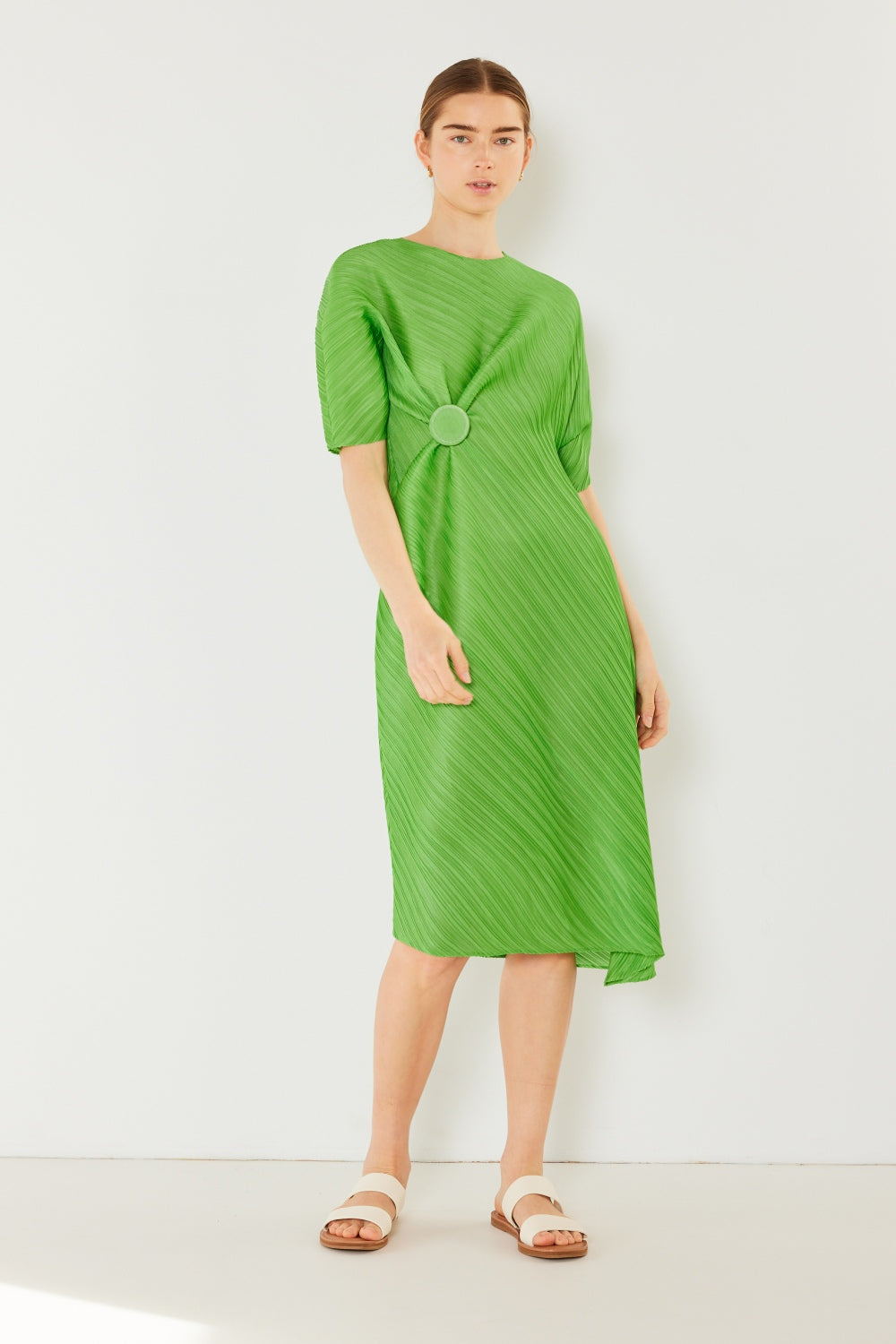 Marina West Swim Pleated Dolman Sleeve Dress-TOPS / DRESSES-[Adult]-[Female]-Fun Green-S/M-2022 Online Blue Zone Planet