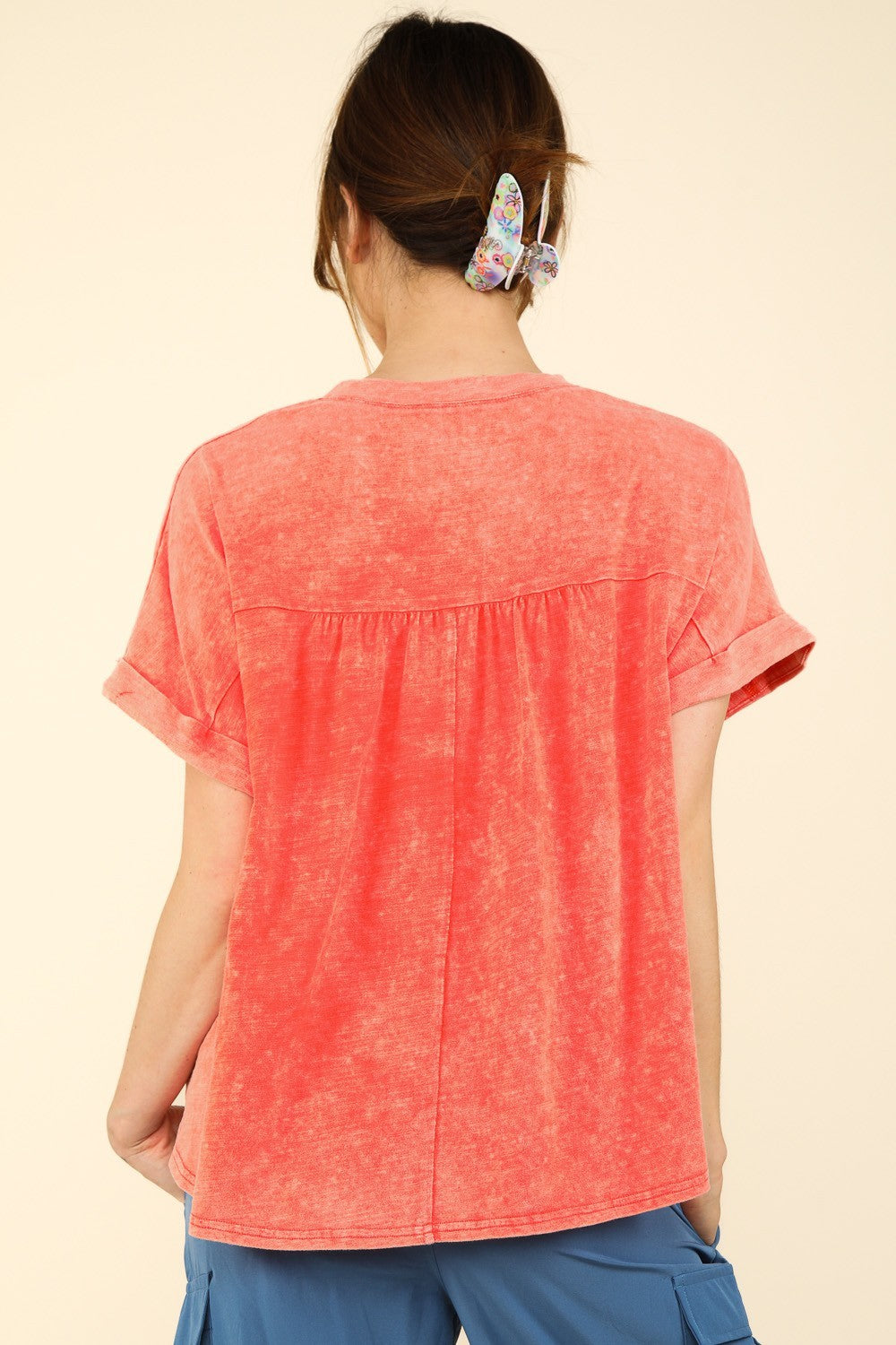 VERY J Nochted Short Sleeve Washed T-Shirt-TOPS / DRESSES-[Adult]-[Female]-2022 Online Blue Zone Planet