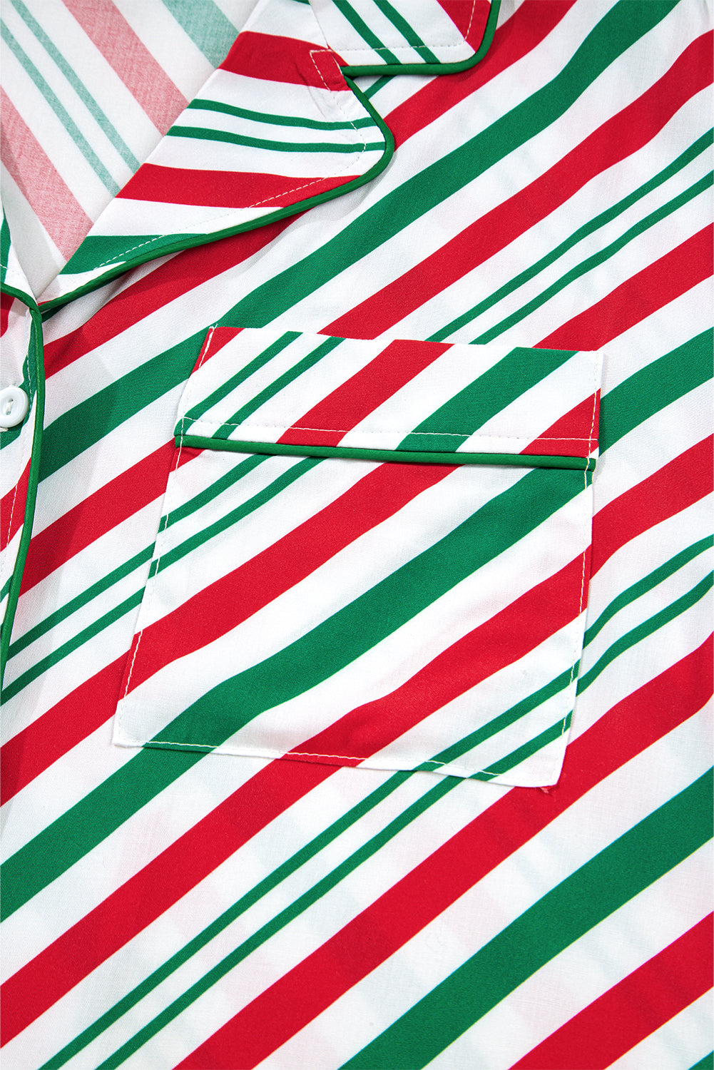Green Stripe Contrast Velvet Ribbon Knot Christmas 2pcs Pajama Set-Loungewear & Sleepwear/Sleepwear-[Adult]-[Female]-2022 Online Blue Zone Planet