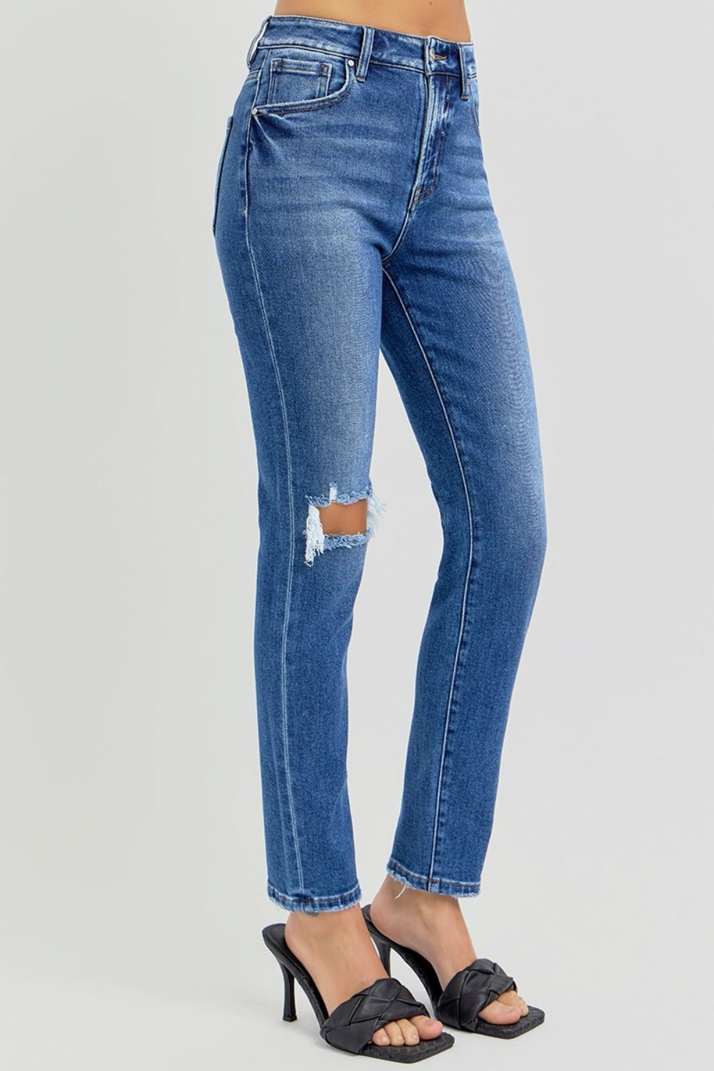 RISEN Full Size High Rise Ankle Skinny Knee Distressed Jeans-TOPS / DRESSES-[Adult]-[Female]-2022 Online Blue Zone Planet