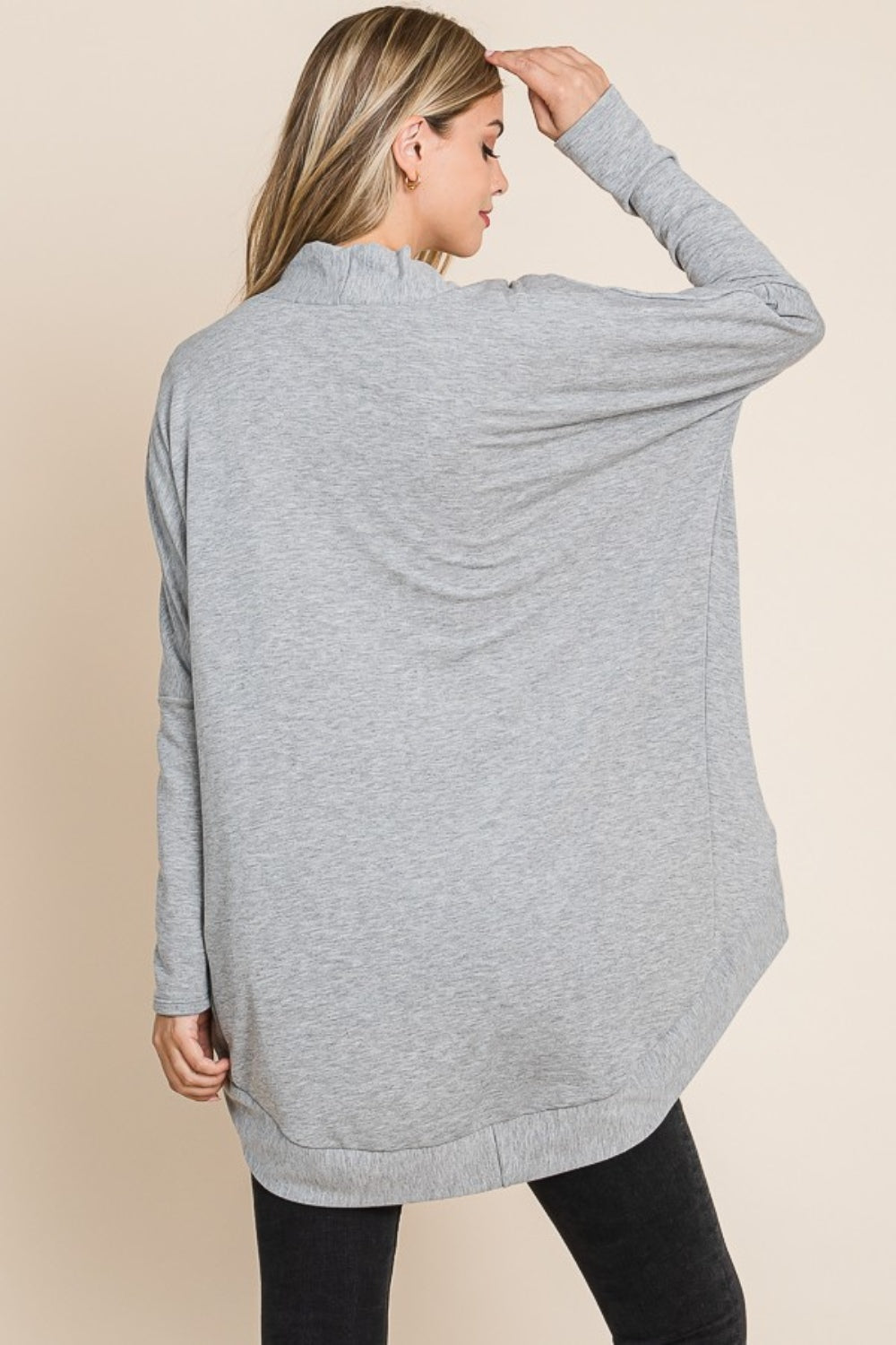 BOMBOM Open Front Long Sleeve Cocoon Cardigan-TOPS / DRESSES-[Adult]-[Female]-2022 Online Blue Zone Planet