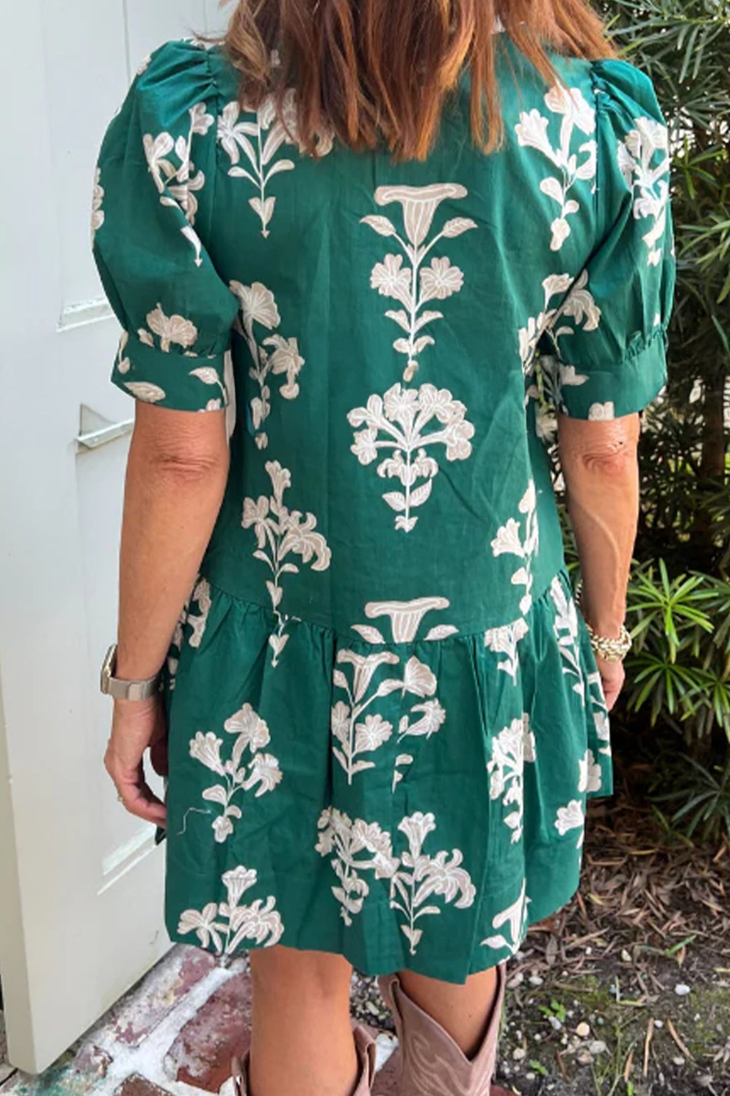 Black Frilled V Neck Puff Short Sleeve Floral Mini Dress-TOPS / DRESSES-[Adult]-[Female]-2022 Online Blue Zone Planet