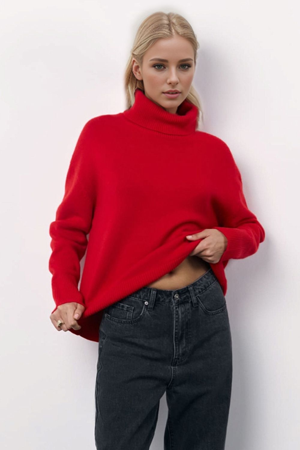 Basic Bae Turtleneck Long Sleeve Dropped Shoulder Sweater-TOPS / DRESSES-[Adult]-[Female]-2022 Online Blue Zone Planet