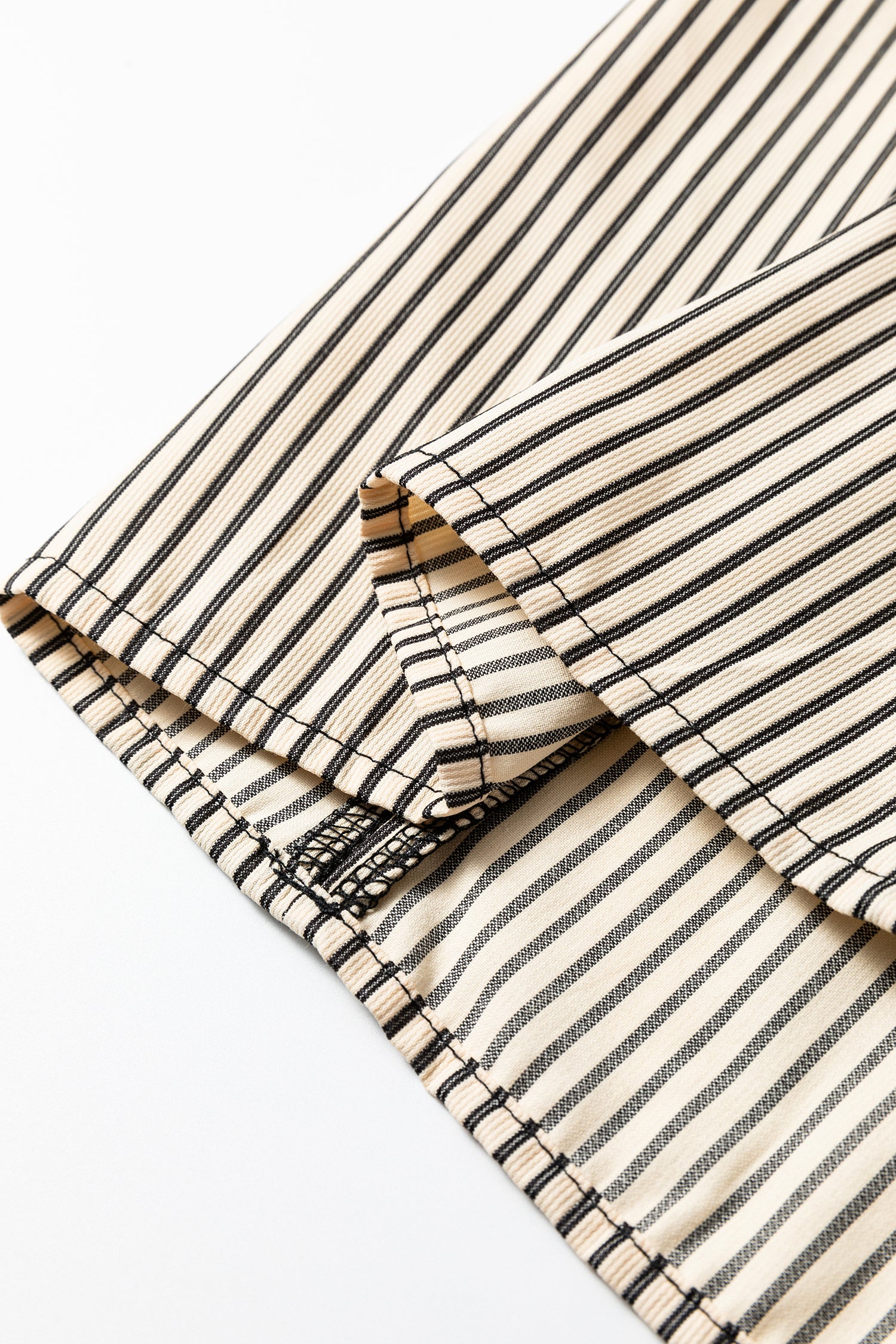 Black Stripe Color Block Patchwork Shirt Collar Button Down Puff Sleeve Mini Dress-TOPS / DRESSES-[Adult]-[Female]-2022 Online Blue Zone Planet