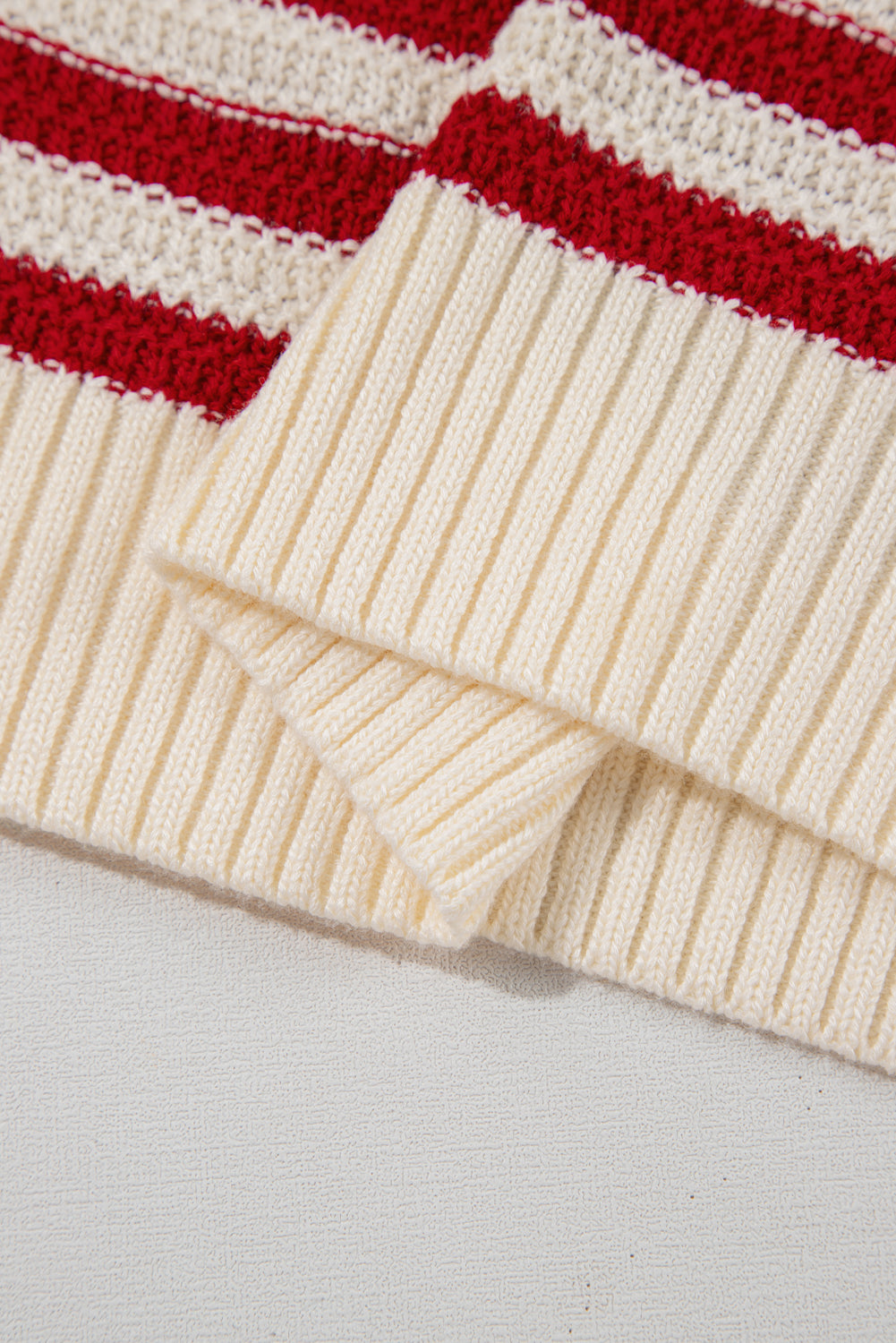 Red Stripe Textured Knit Ribbed Hem Sweater Tank Top-TOPS / DRESSES-[Adult]-[Female]-2022 Online Blue Zone Planet