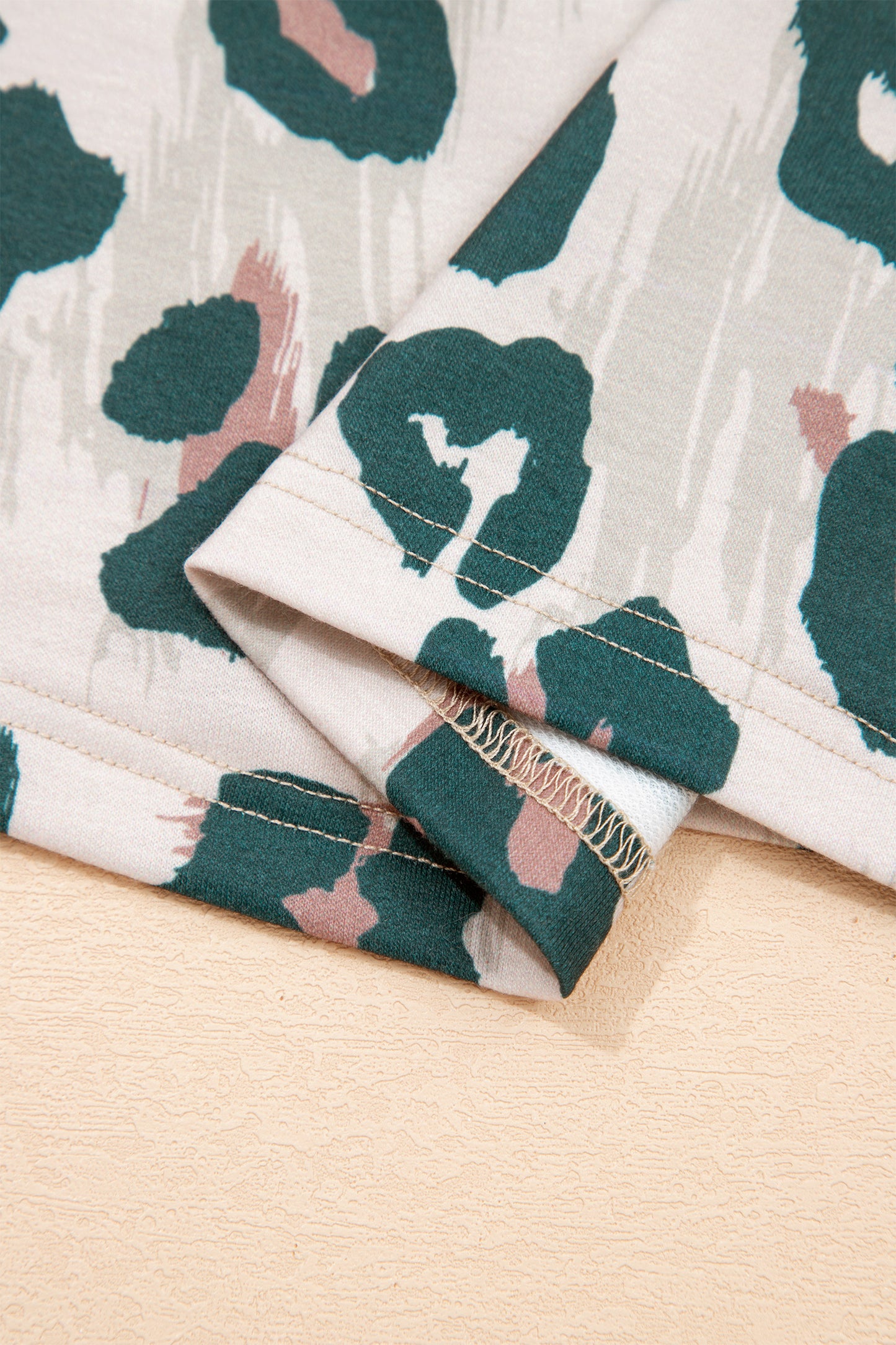 Brown Unique Leopard Print Contrast Trim Top Loose 2pcs Short Set-Two Piece Sets/Short Sets-[Adult]-[Female]-2022 Online Blue Zone Planet