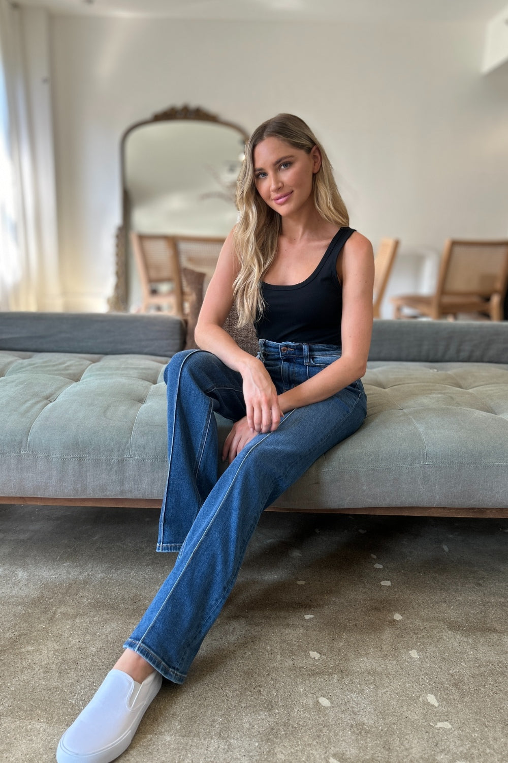 Blue Zone Planet | Judy Blue Full Size High Waist Front Seam Detail Straight Jeans-TOPS / DRESSES-[Adult]-[Female]-2022 Online Blue Zone Planet