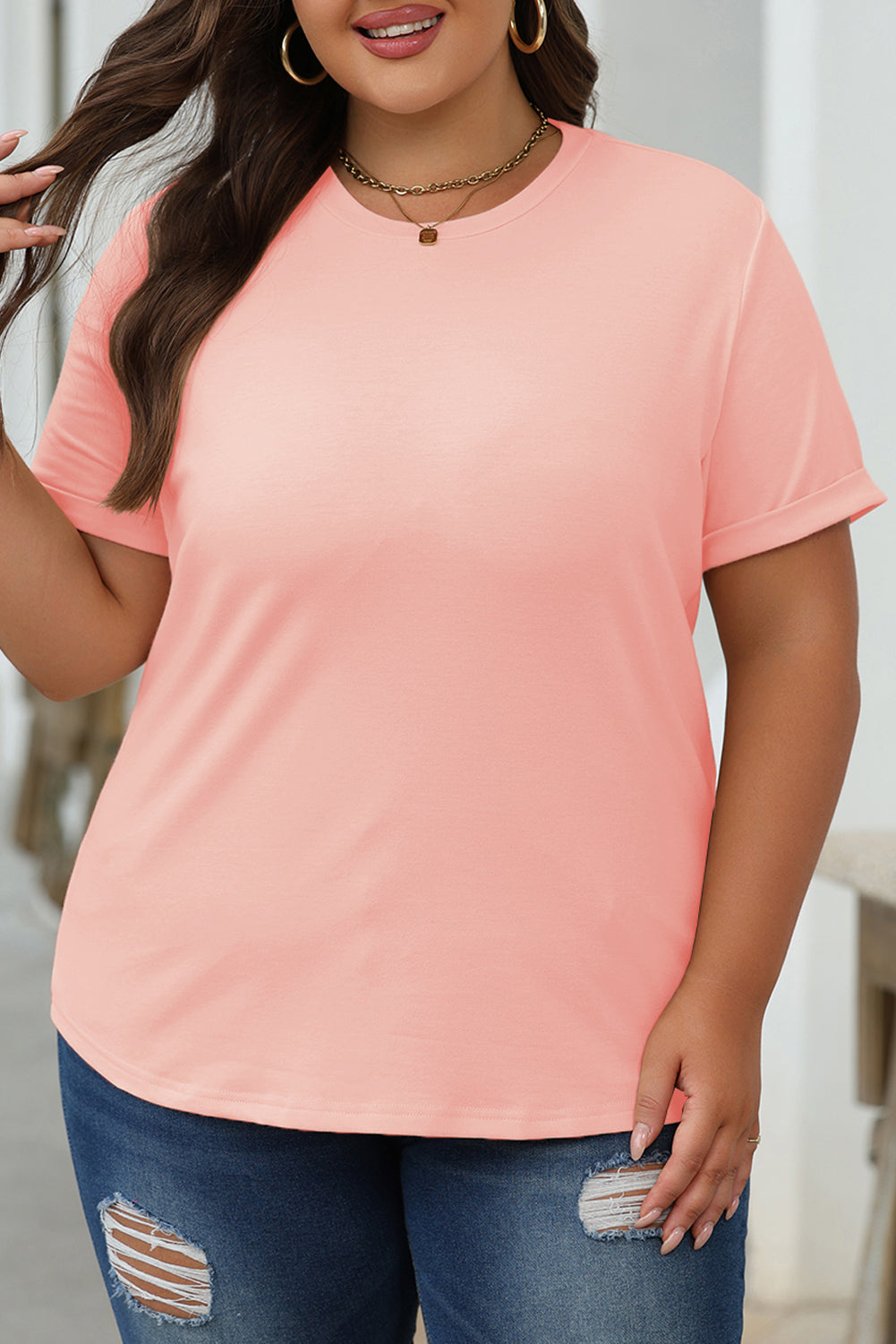 Bright Green Casual Plain Crew Neck Tee-Tops/Tops & Tees-[Adult]-[Female]-2022 Online Blue Zone Planet