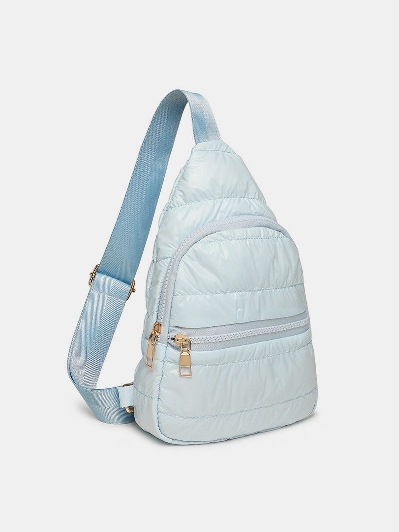 Blue Zone Planet | Quilted Adjustable Strap Puffy Sling Bag-HANDBAGS-[Adult]-[Female]-Light Blue-One Size-2022 Online Blue Zone Planet