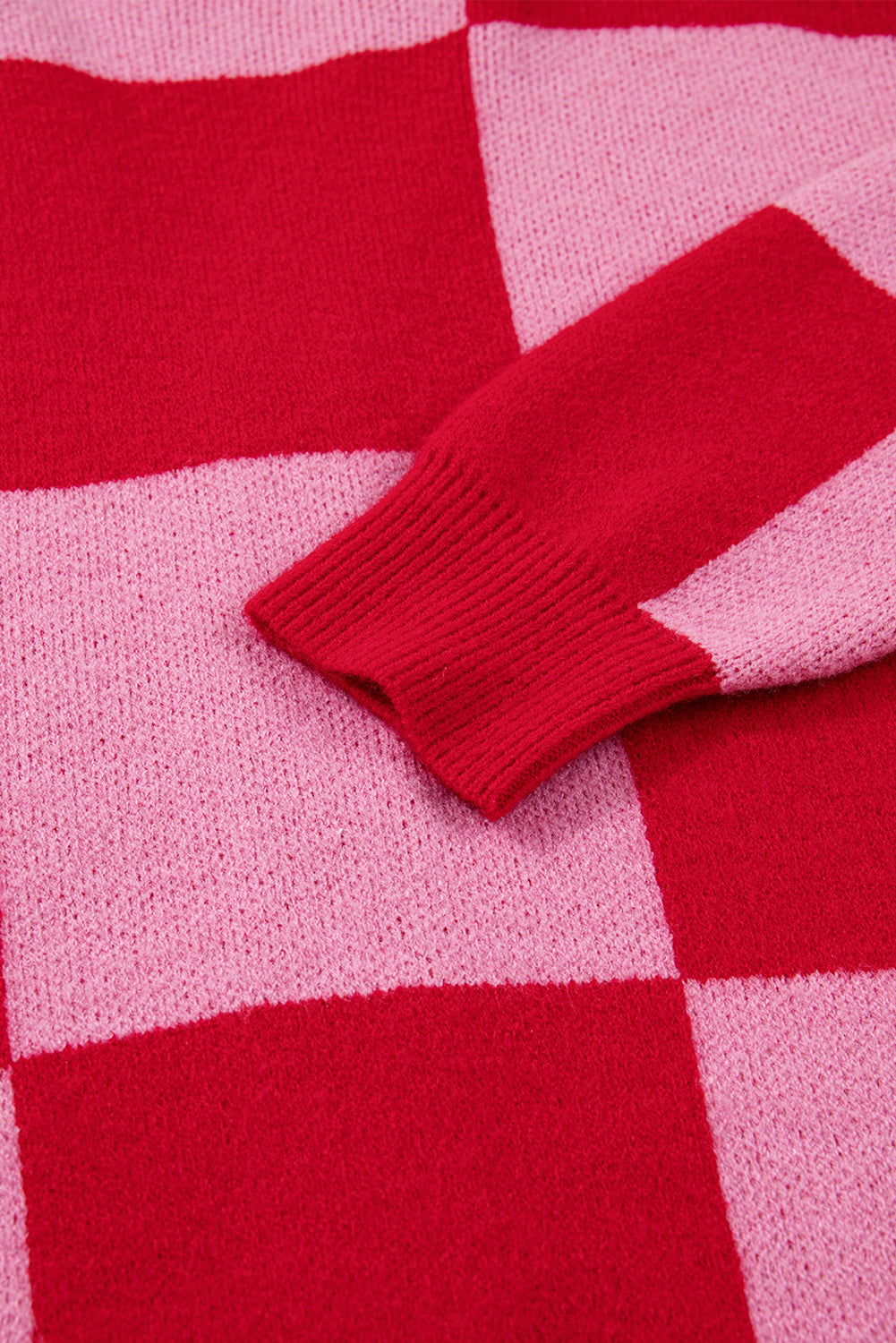 Fiery Red Mixed Plaid Relaxed Sweater Cardigan-Sweaters & Cardigans/Cardigans-[Adult]-[Female]-2022 Online Blue Zone Planet