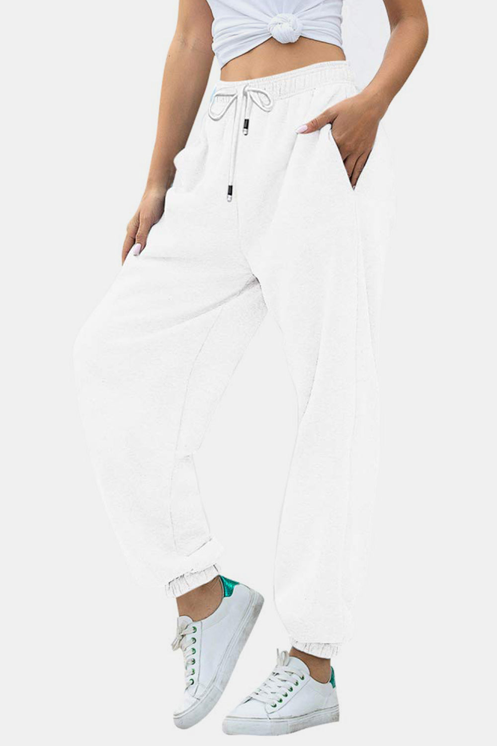 Elastic Waist Joggers with Pockets-TOPS / DRESSES-[Adult]-[Female]-2022 Online Blue Zone Planet