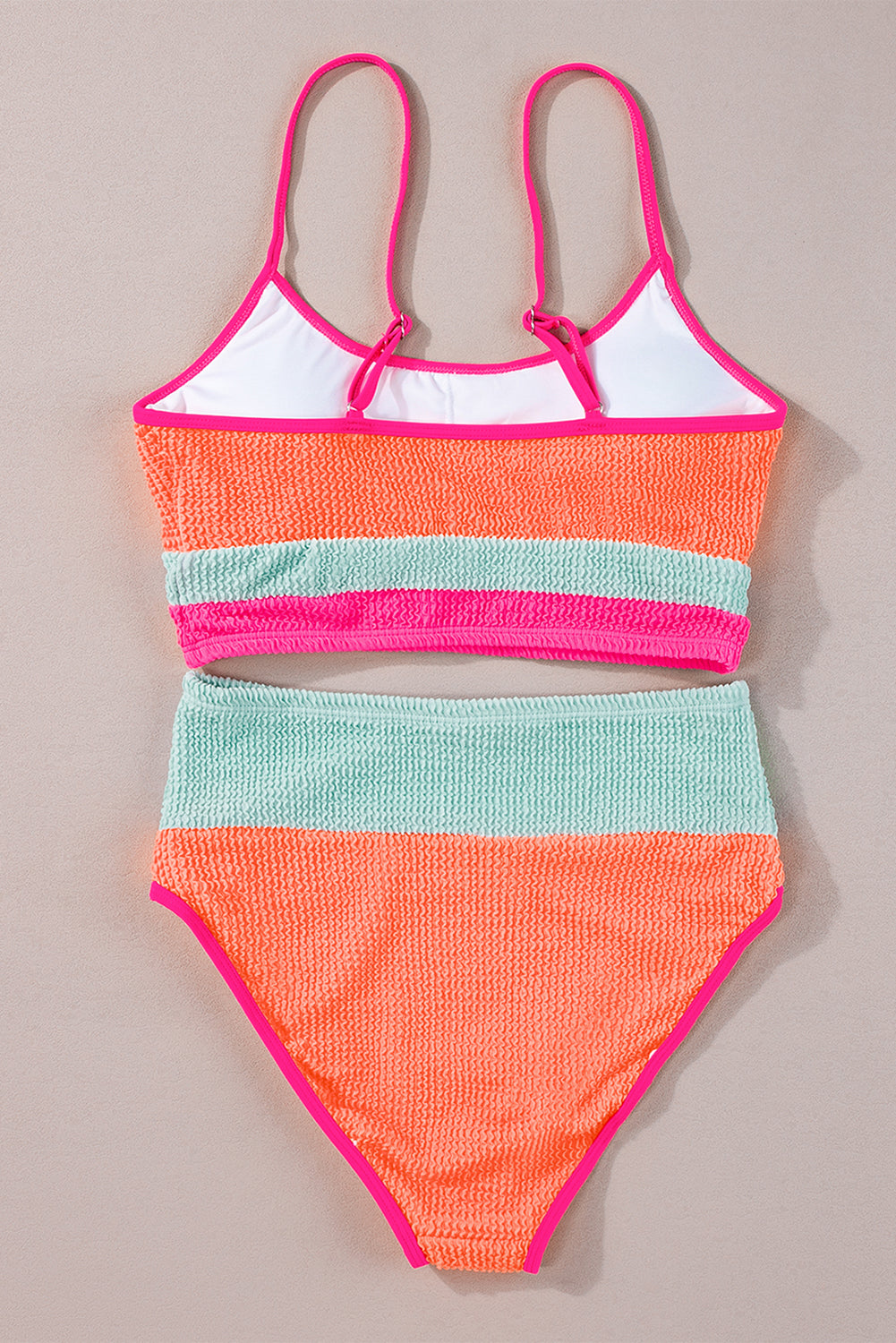 Grapefruit Orange Color Block High Waisted Sexy Bikini Set-Swimwear/High Waisted Swimsuit-[Adult]-[Female]-2022 Online Blue Zone Planet