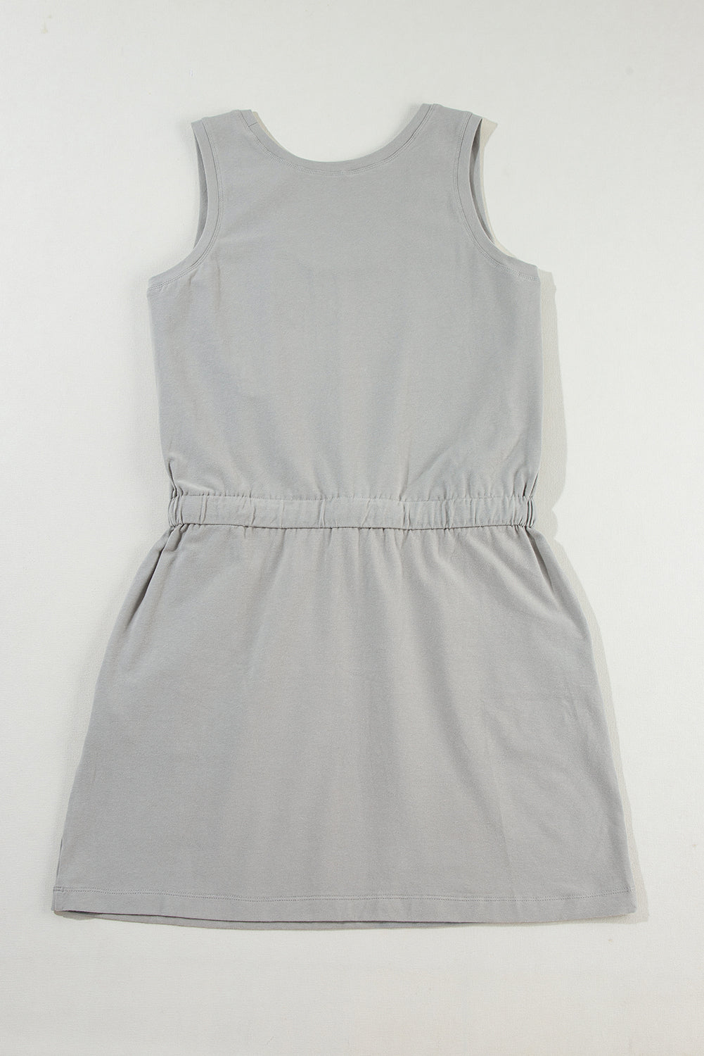 Blue Zone Planet | Gray Sleeveless Drawstring Waist Mini Dress-TOPS / DRESSES-[Adult]-[Female]-2022 Online Blue Zone Planet