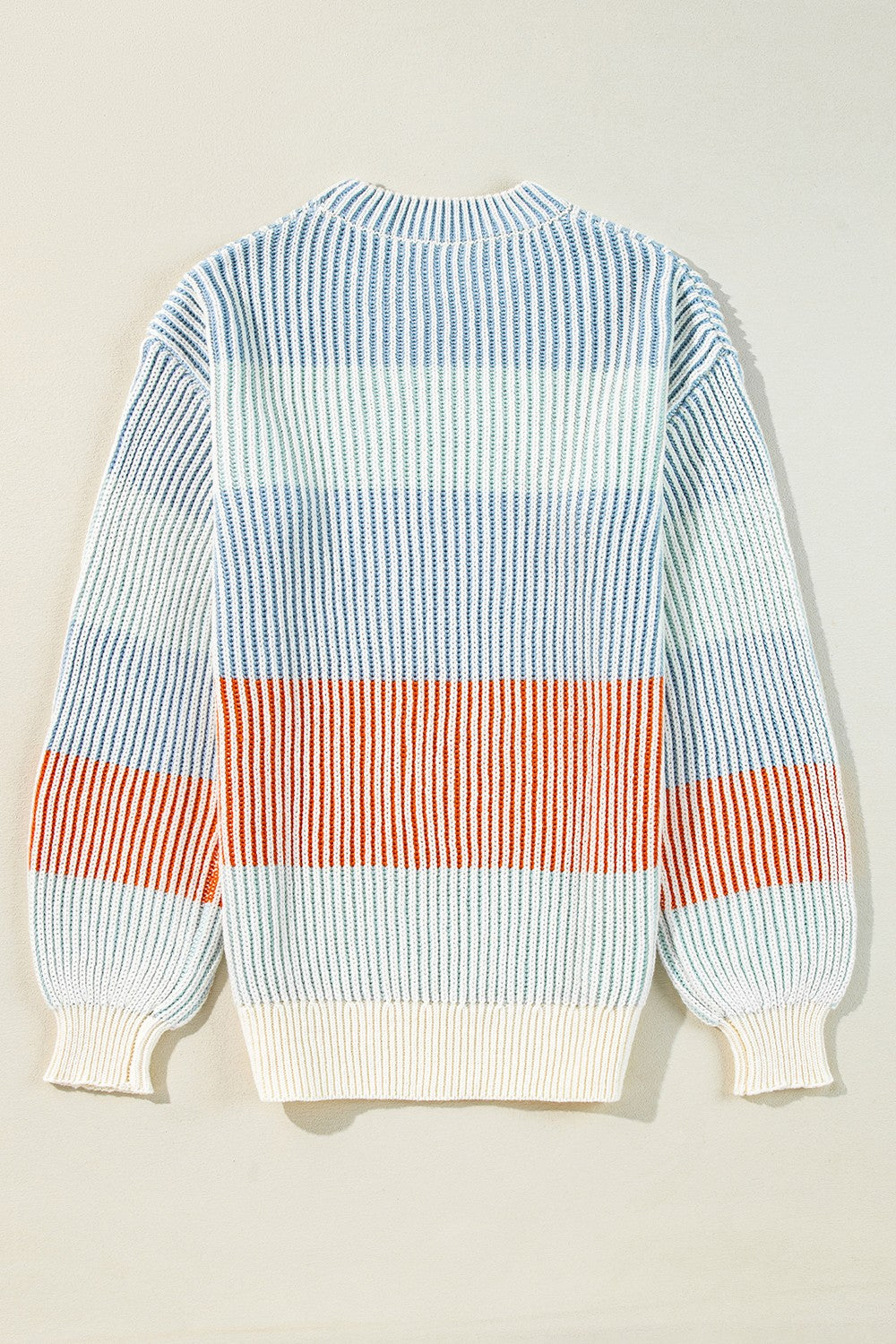 Striped Color Block Round Neck Long Sleeve Sweater-TOPS / DRESSES-[Adult]-[Female]-2022 Online Blue Zone Planet