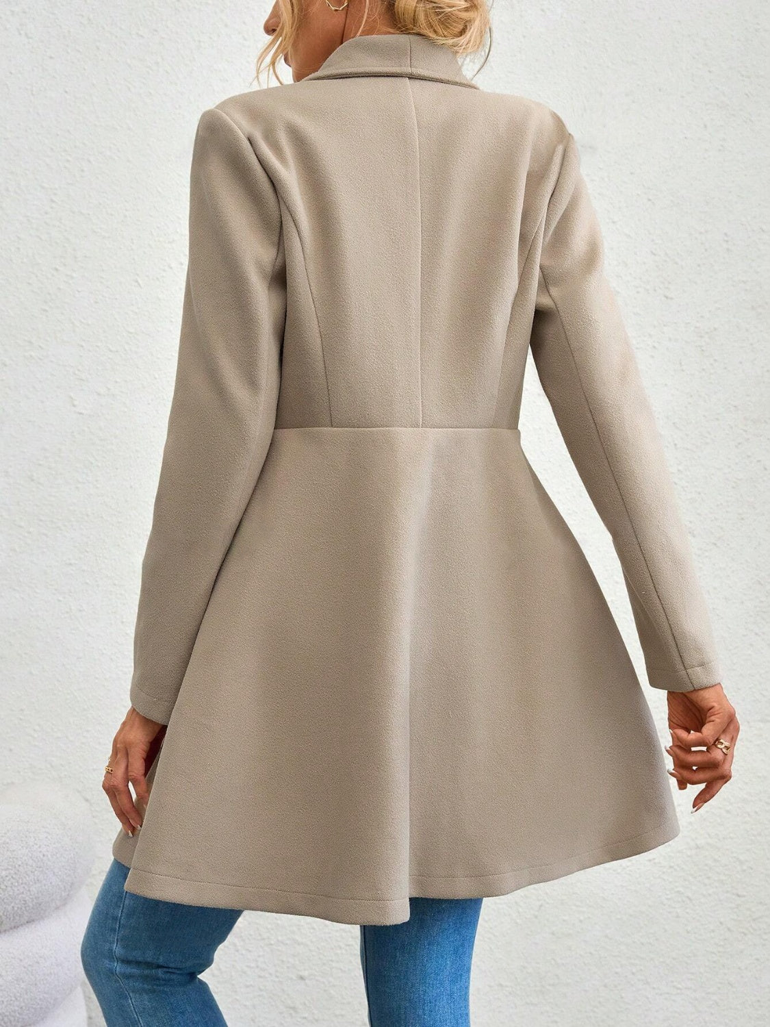 Collared Neck Button Up Long Sleeve Coat-TOPS / DRESSES-[Adult]-[Female]-2022 Online Blue Zone Planet