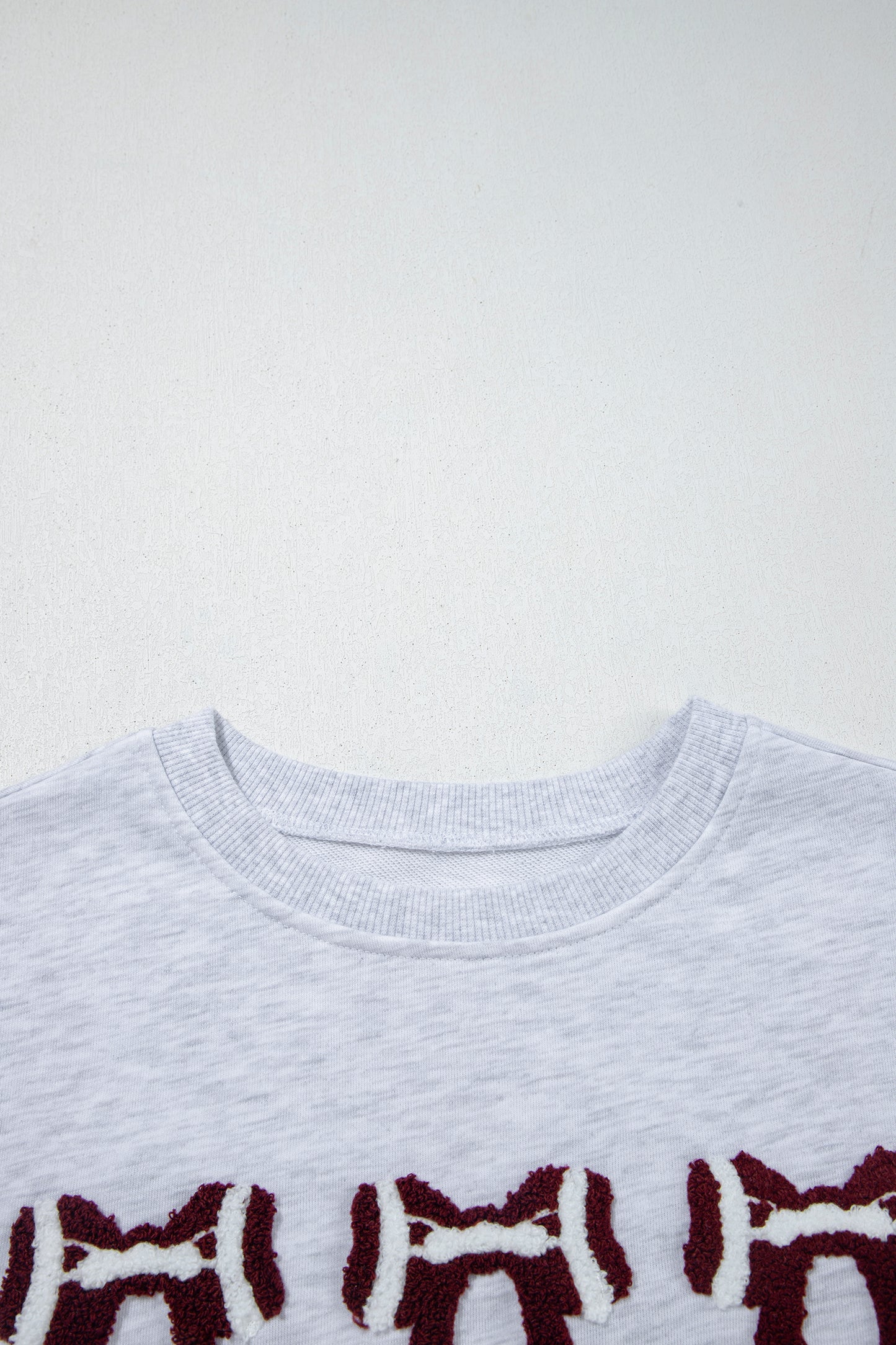 Gray Chenille Embroidered Rugby Bow Game Day Oversized Sweatshirt-Tops/Sweatshirts & Hoodies-[Adult]-[Female]-2022 Online Blue Zone Planet