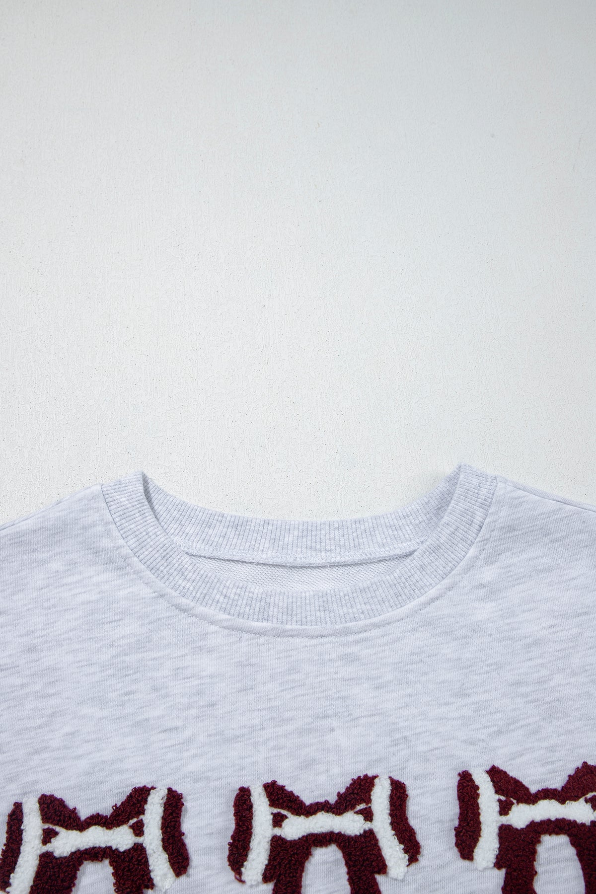 Gray Chenille Embroidered Rugby Bow Game Day Oversized Sweatshirt-Tops/Sweatshirts & Hoodies-[Adult]-[Female]-2022 Online Blue Zone Planet
