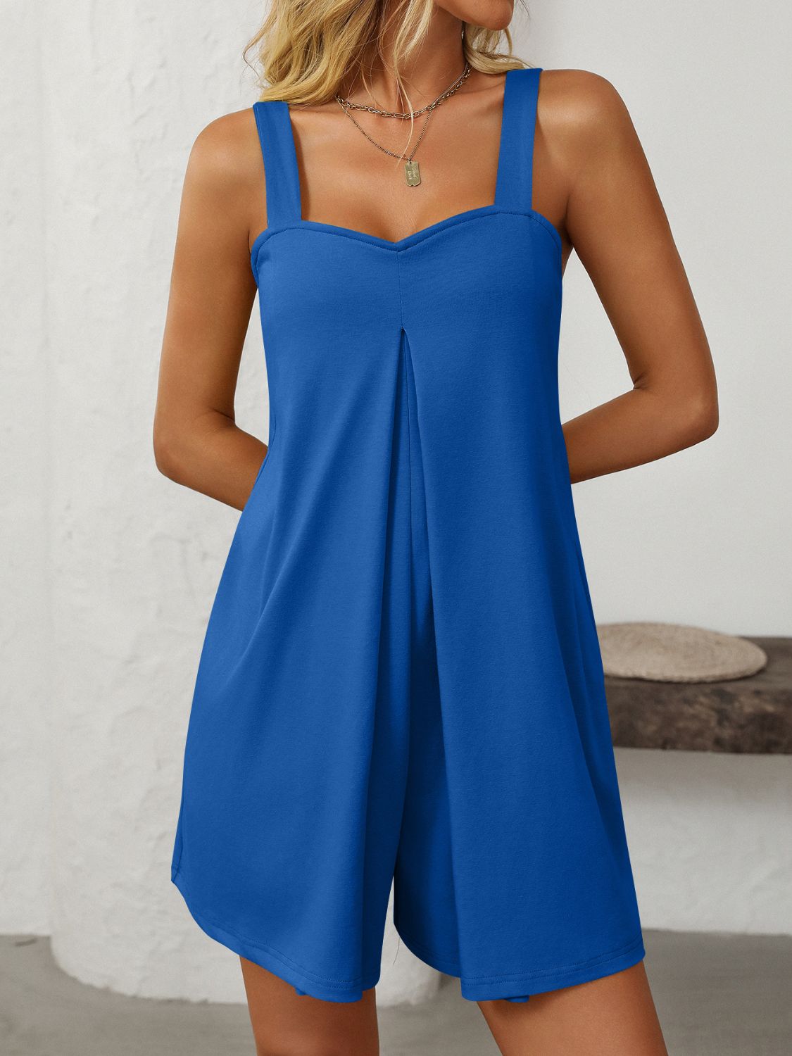 Mandy Sweetheart Neck Wide Strap Romper with Pockets-TOPS / DRESSES-[Adult]-[Female]-2022 Online Blue Zone Planet