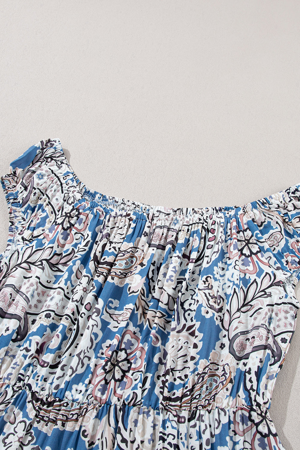 Blue Boho Paisley Print Off Shoulder Maxi Dress-TOPS / DRESSES-[Adult]-[Female]-2022 Online Blue Zone Planet