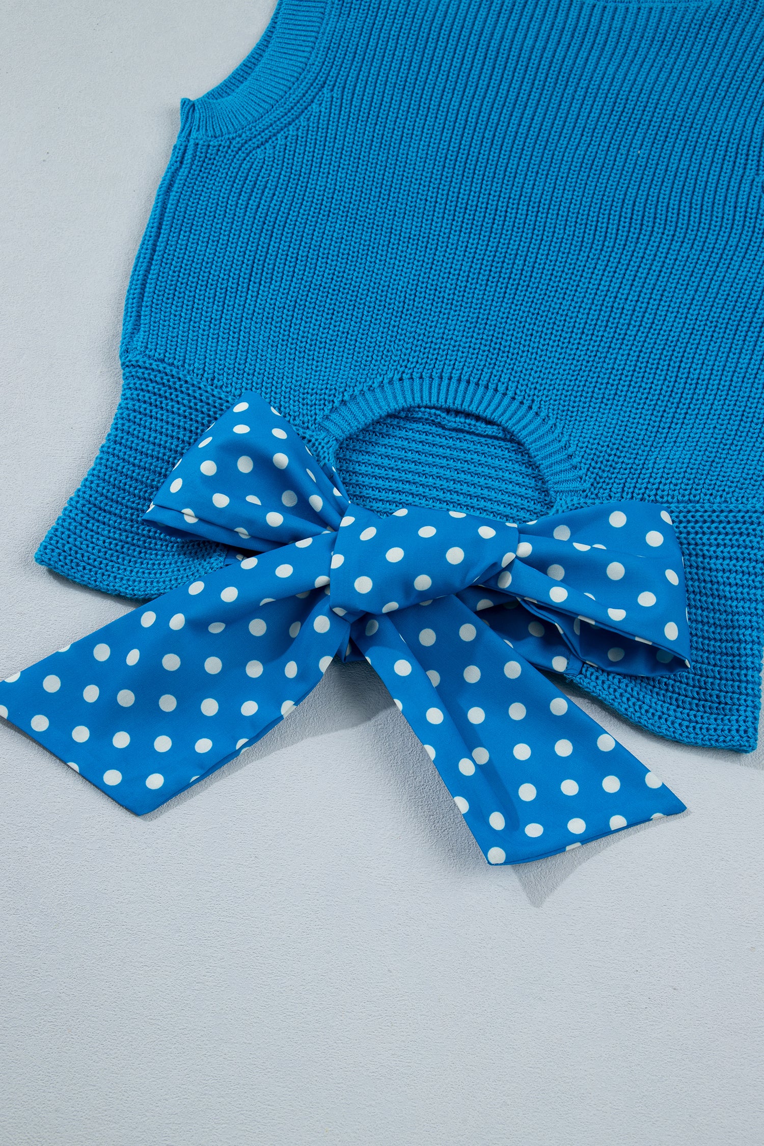 Myosotis Slim Knit Polka Dot Knot Back Cropped Sweater Tank-TOPS / DRESSES-[Adult]-[Female]-2022 Online Blue Zone Planet