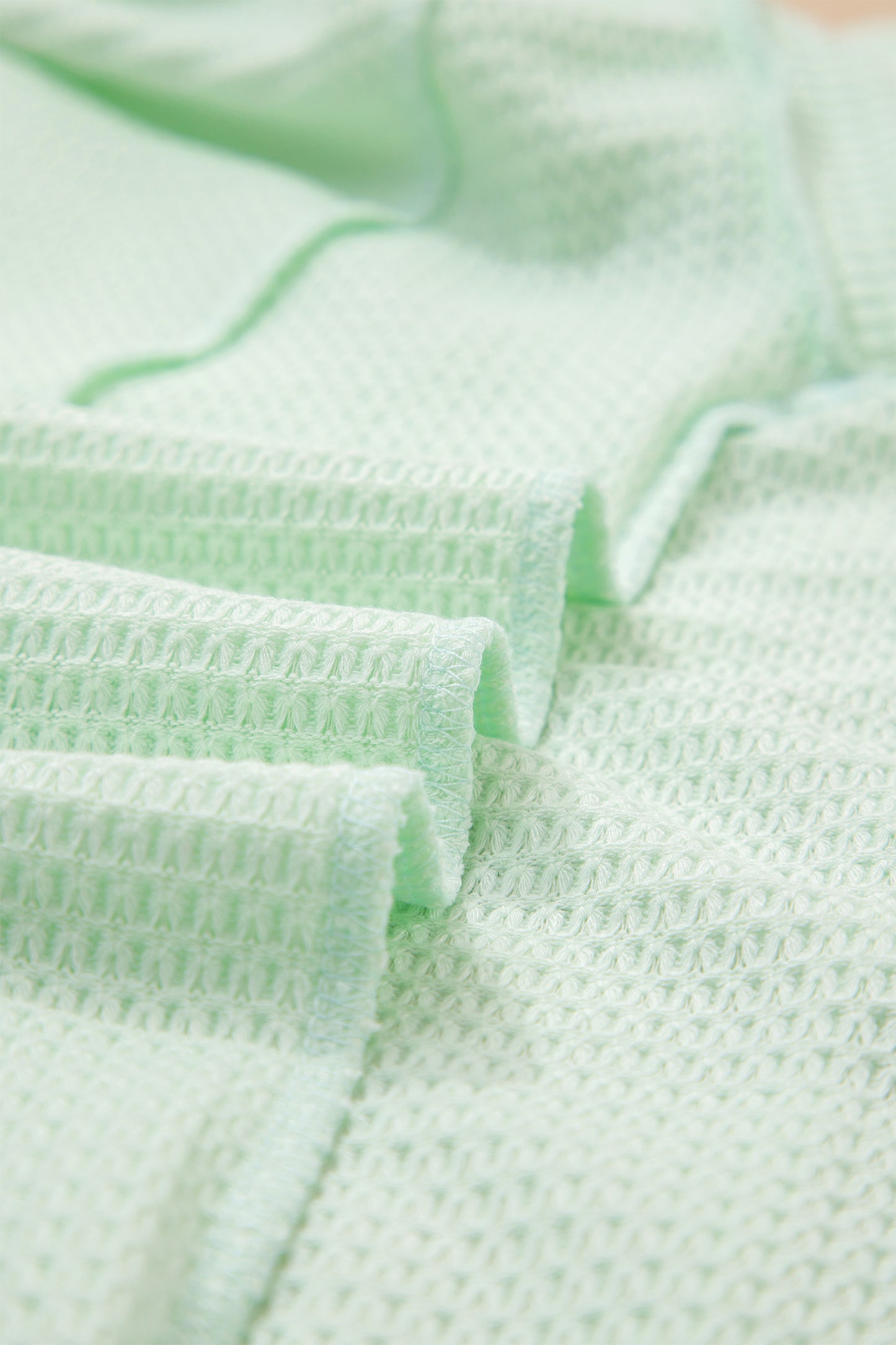 Clearly Aqua Waffle V Neck Short Sleeve Knit Top-Tops/Tops & Tees-[Adult]-[Female]-2022 Online Blue Zone Planet