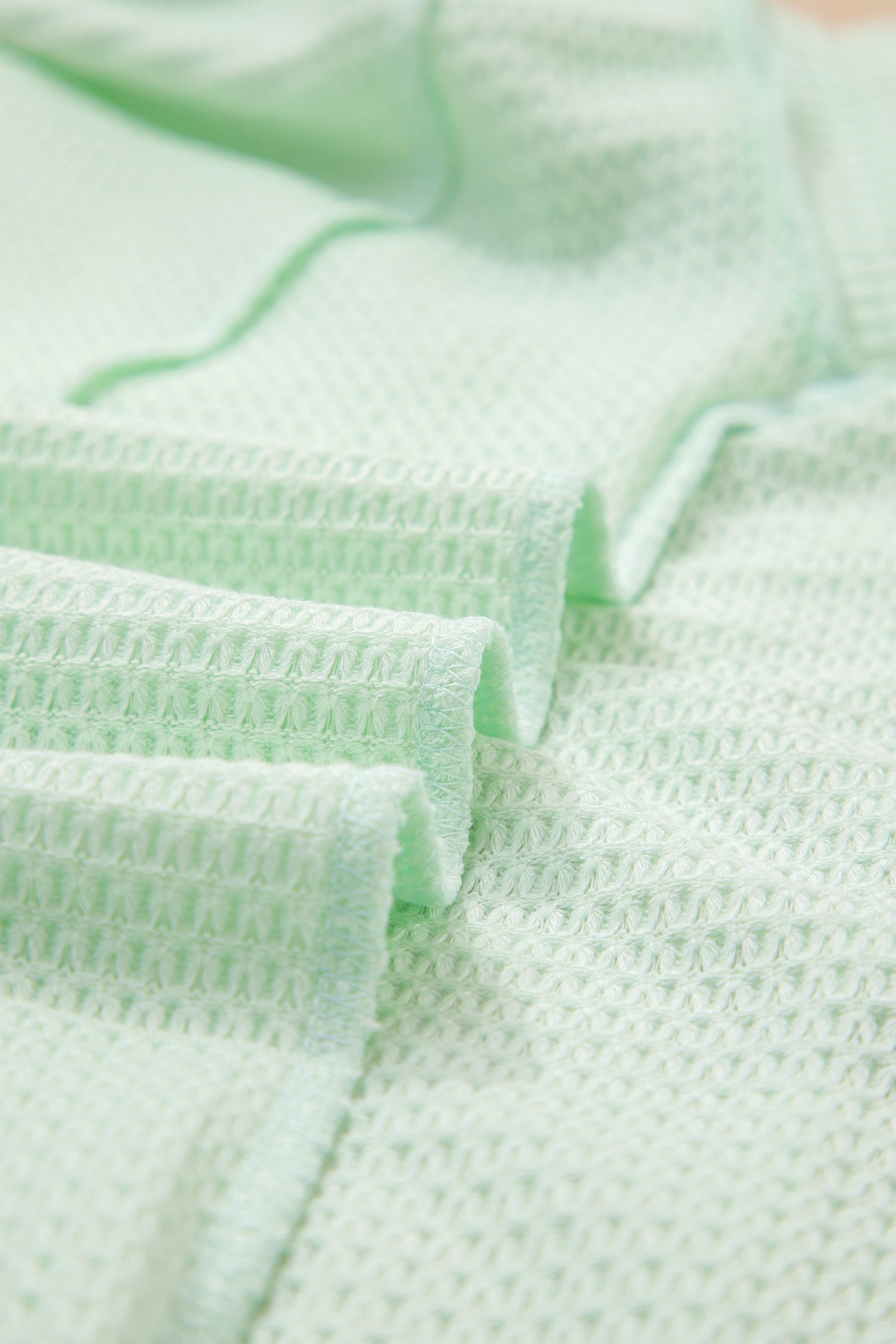 Clearly Aqua Waffle V Neck Short Sleeve Knit Top-Tops/Tops & Tees-[Adult]-[Female]-2022 Online Blue Zone Planet