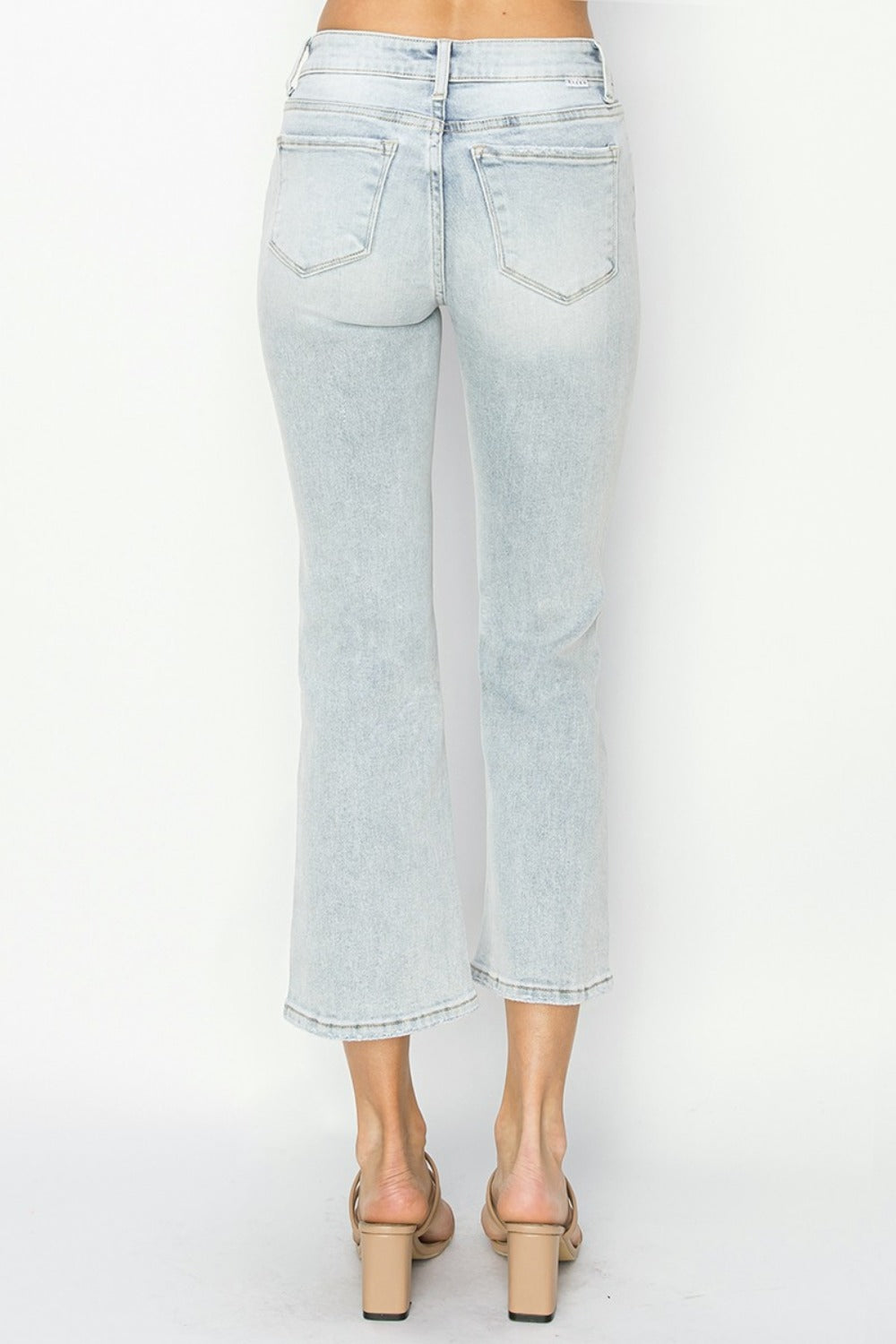 RISEN Full Size Mid Rise Cropped Flare Jeans-[Adult]-[Female]-2022 Online Blue Zone Planet