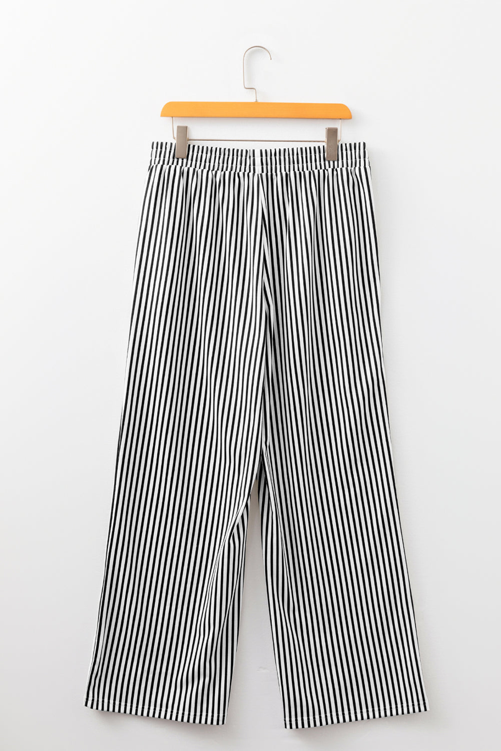 Black Stripe Elastic High Waist Pocketed Loose Pants-Bottoms/Pants & Culotte-[Adult]-[Female]-2022 Online Blue Zone Planet
