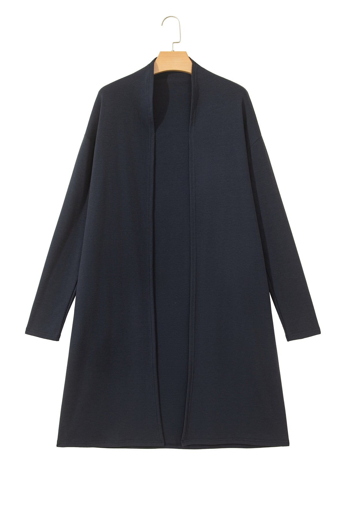 Dirty blue Solid Color Long Sleeve Casual Tunic Shift Cardigan