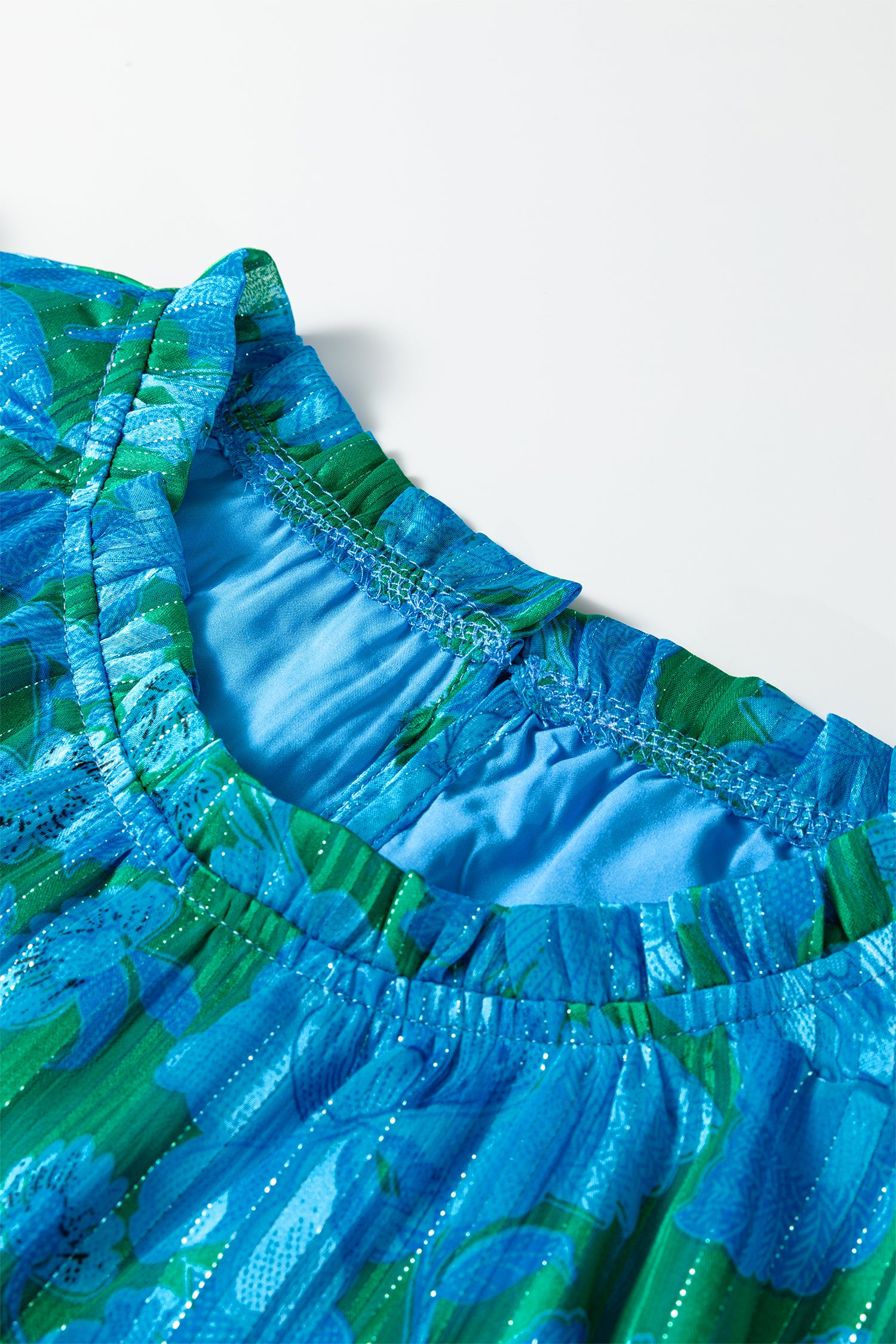 Green Floral Print Ruffled Sleeve Summer Blouse-Tops/Blouses & Shirts-[Adult]-[Female]-2022 Online Blue Zone Planet