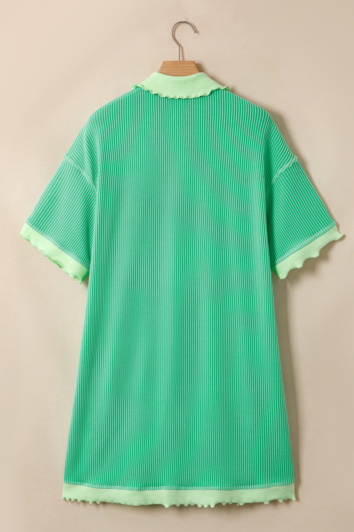 Mint Green Oversize Twist Ribbed Polo T Shirt Dress-TOPS / DRESSES-[Adult]-[Female]-2022 Online Blue Zone Planet