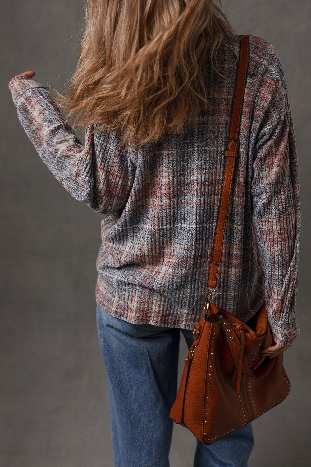 Multicolour Plaid Textured Chest Pocket Vintage Shirt-Tops/Blouses & Shirts-[Adult]-[Female]-2022 Online Blue Zone Planet
